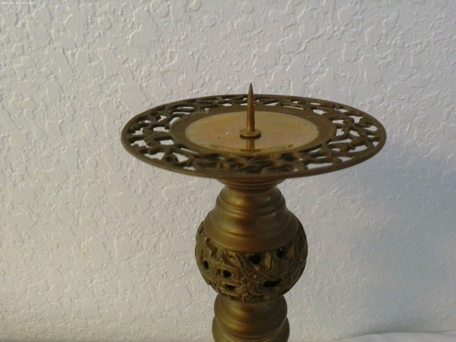 1970s Ornate Indian Brass Candle Holder - 4