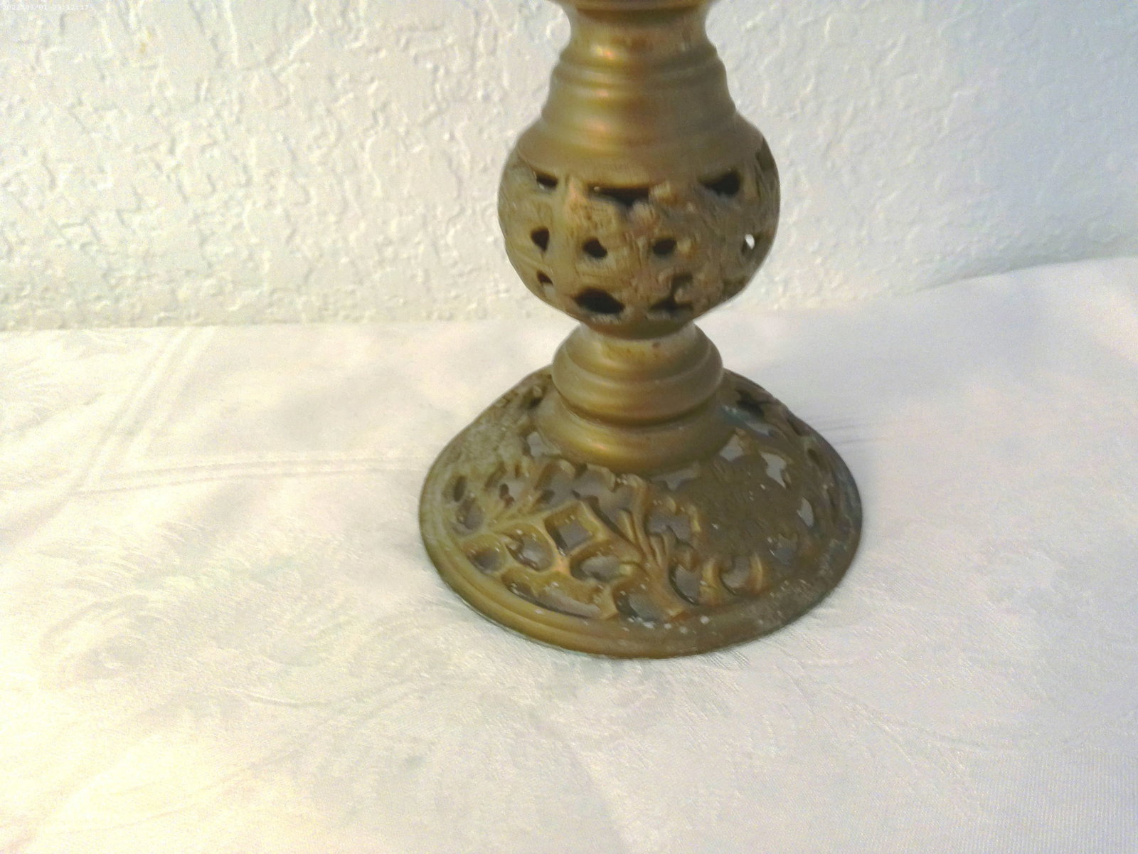 1970s Ornate Indian Brass Candle Holder - 5