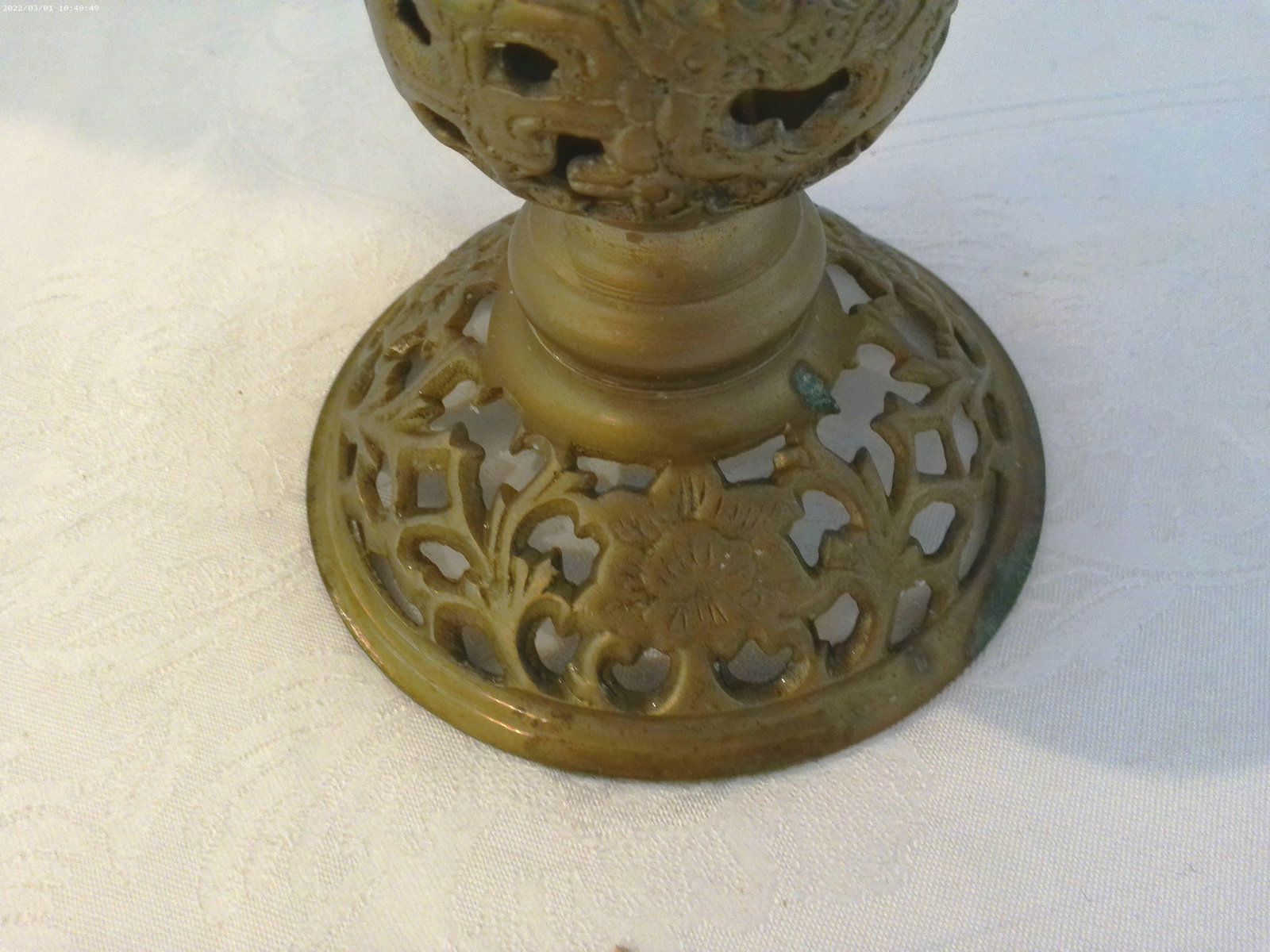 1970s Ornate Indian Brass Candle Holder - 6
