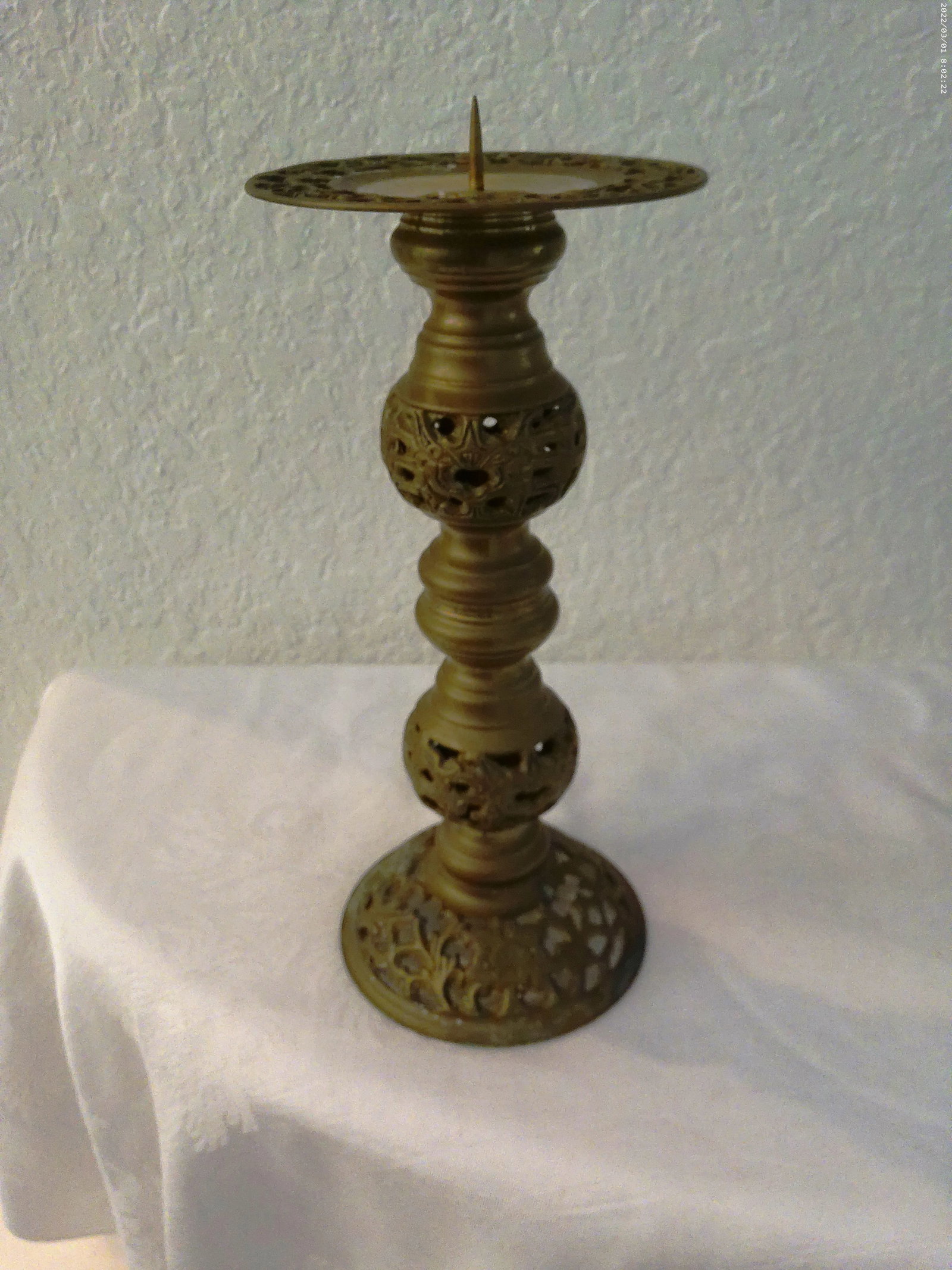 1970s Ornate Indian Brass Candle Holder - 7