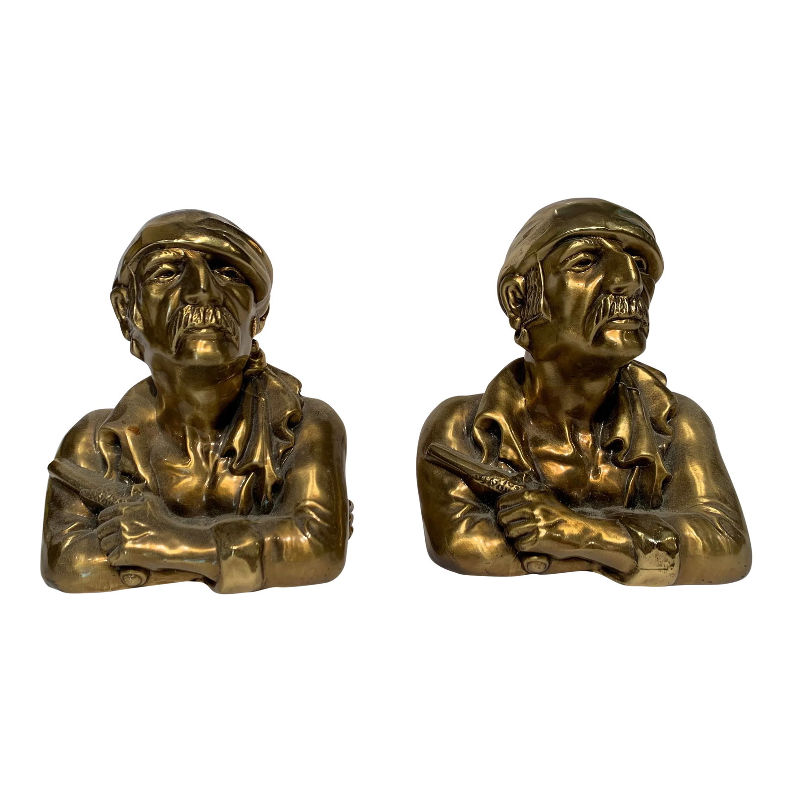 1950s Spanish Men Brass Statues - a Pair: Brass statues of Spanish men. Set of 2 Condition: Alterations: Original Condition Unaltered Imperfections: Some Imperfections Condition Notes: Excellent Origin: Spain Materials & Techniques: