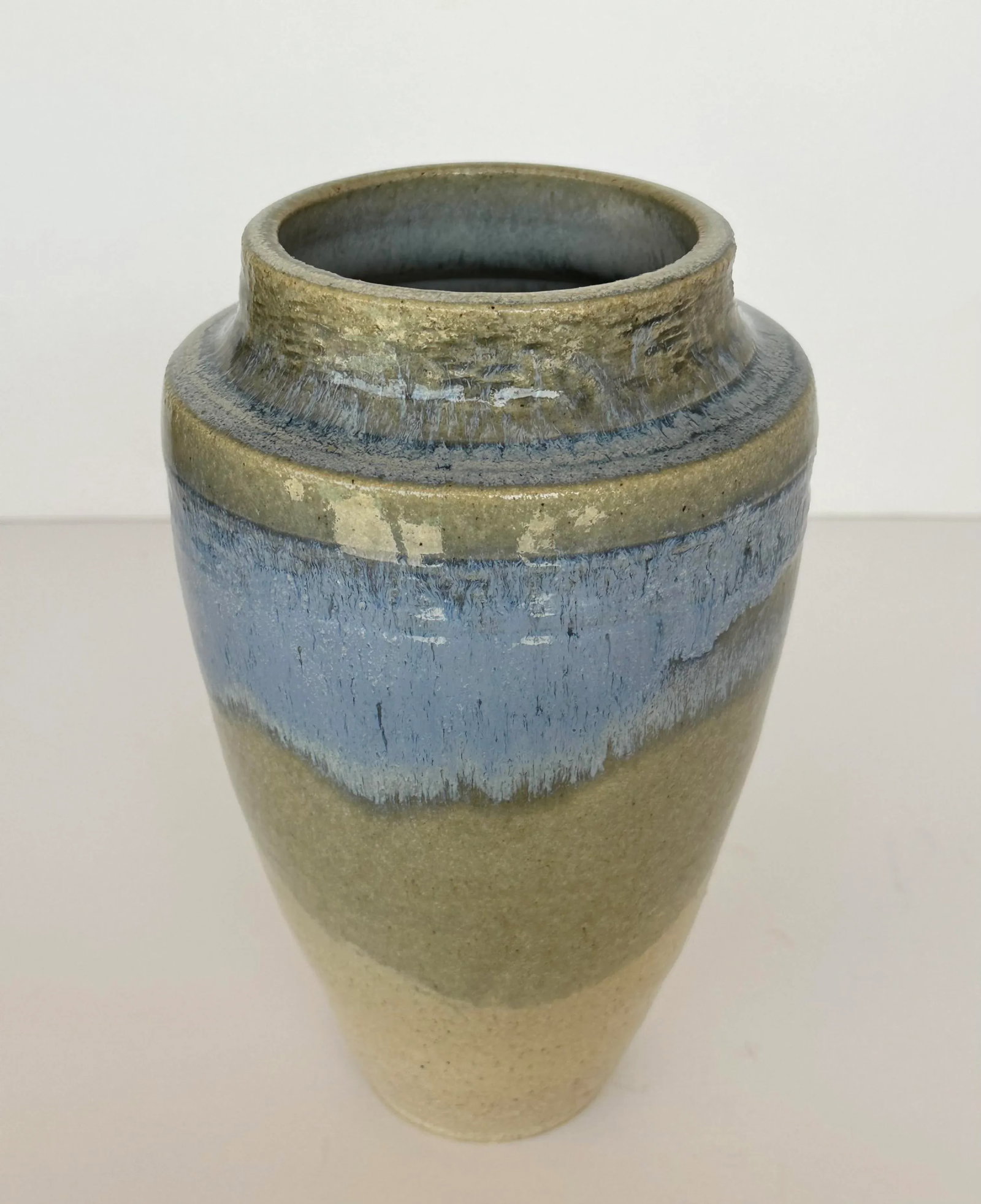 Vintage Glazed Stoneware Vase, Signed Artist - 7