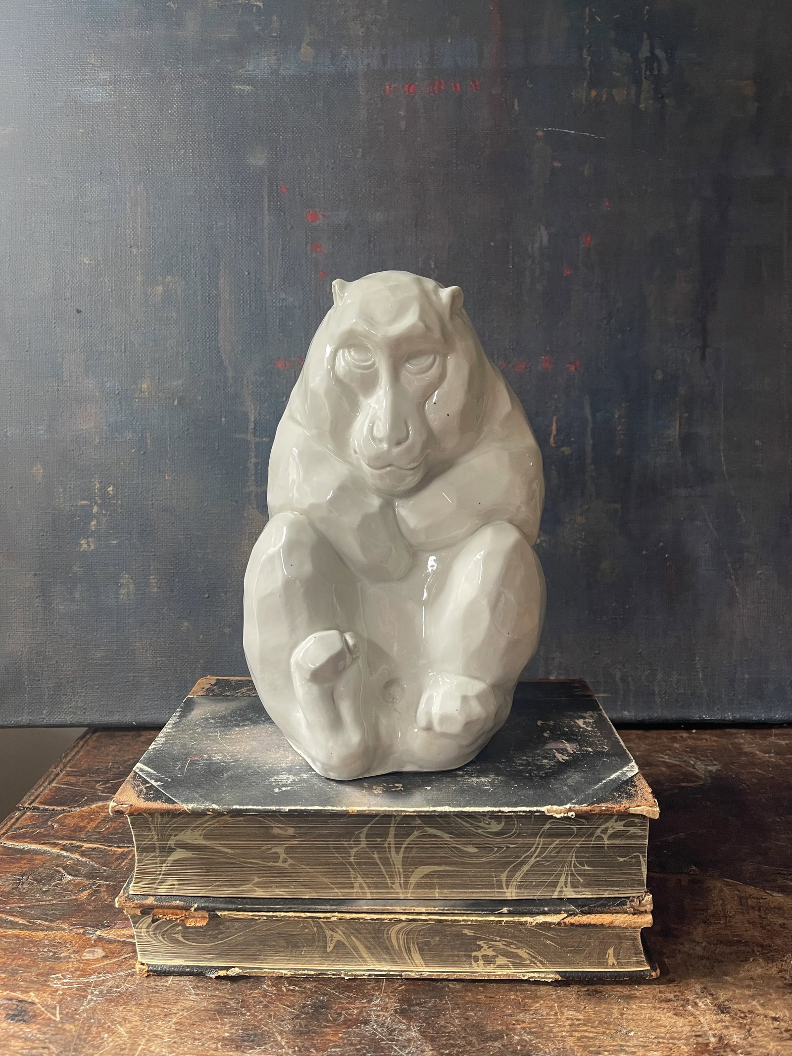 Mid 20th Century Japanese Kutani White Snow Monkey Sculpture - 2