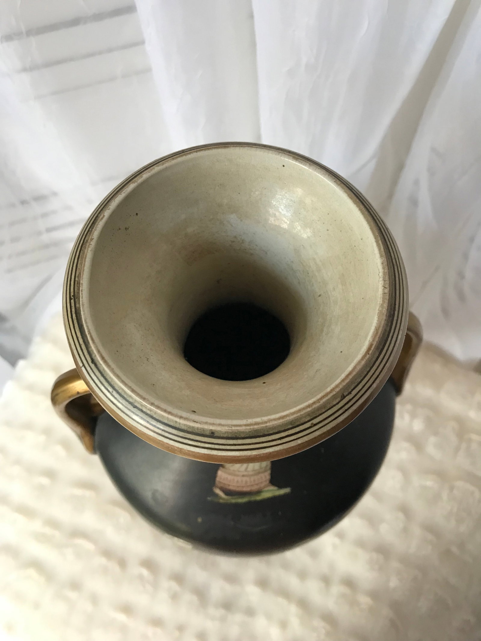 Antique Italian Neoclassical Basalt Grecian Style Porcelain Urn Vase - 6