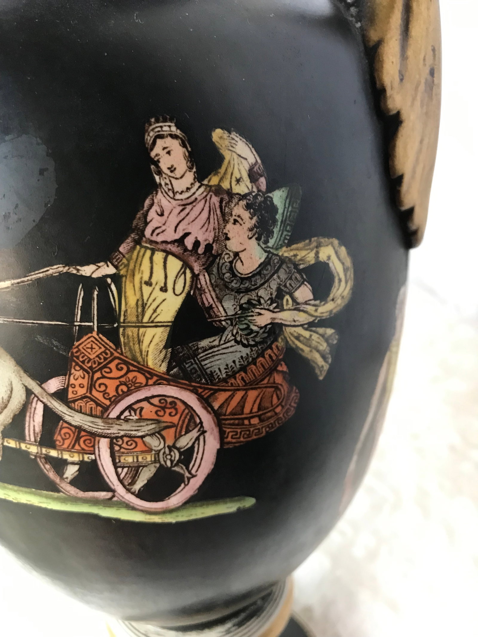 Antique Italian Neoclassical Basalt Grecian Style Porcelain Urn Vase - 8