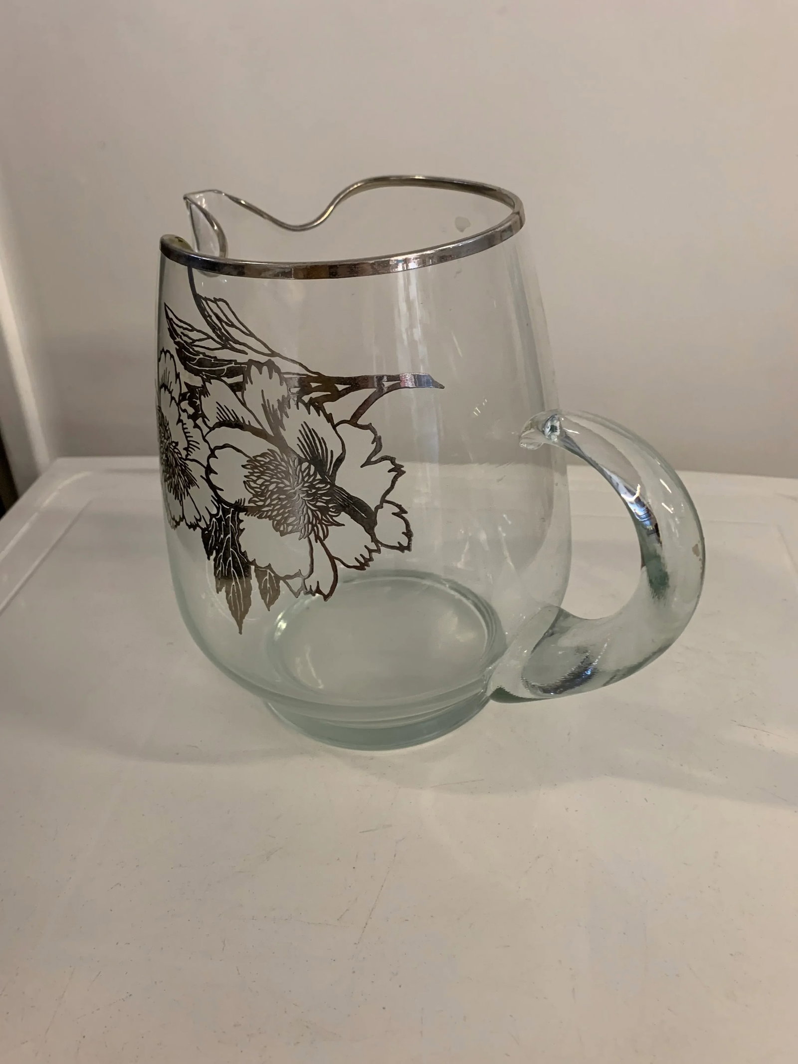 1960s Dorothy Thorpe Glass and Sterling Silver Overlay Beverage Pitcher - 2
