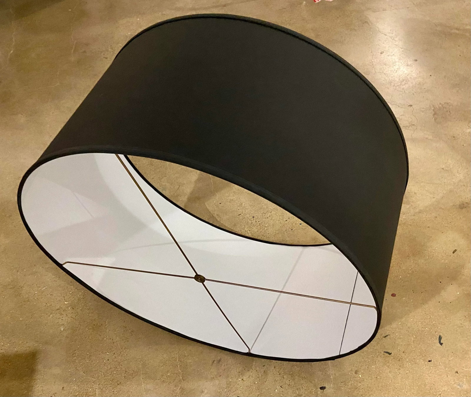 Large Midcentury Ivory Crackle Glaze Large Scale Lamp With Custom Shade - 10