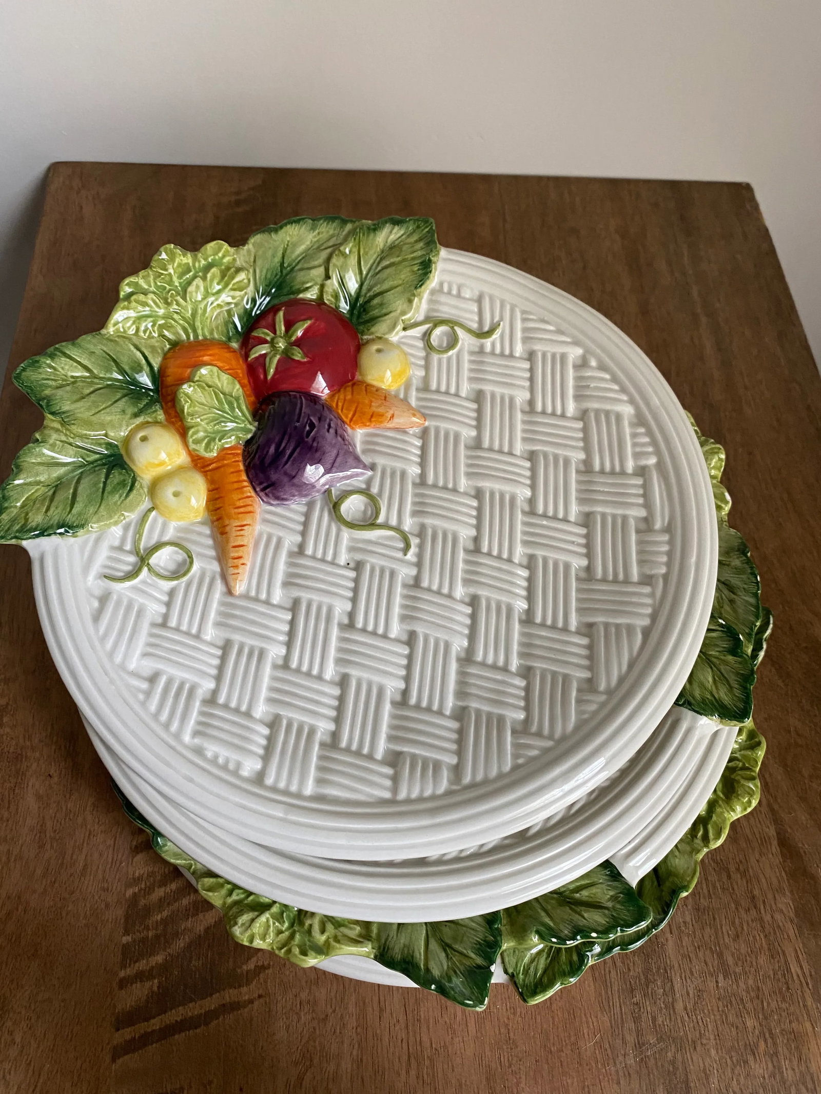 Late 20th Century Fitz and Floyd Tromp L'oiel Vegetable Plates- Set of 4 - 2