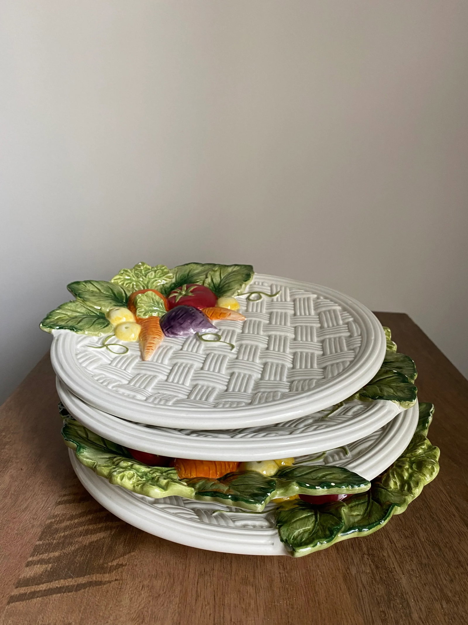 Late 20th Century Fitz and Floyd Tromp L'oiel Vegetable Plates- Set of 4 - 9