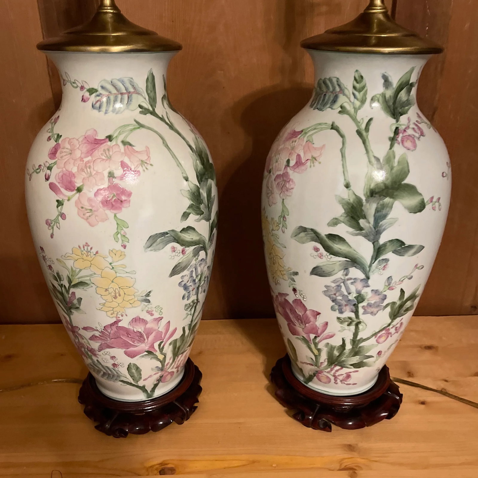 Pair of Mid-20th Century Famille Rose Ginger Jar Lamps - 2