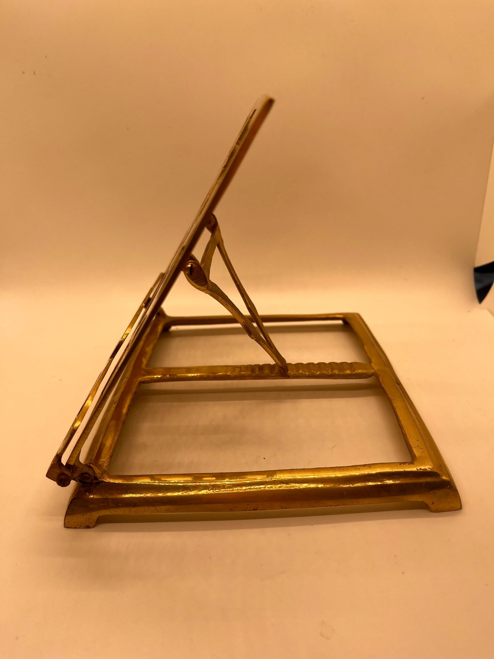 Mid Century Solid Brass Folding Bookstand Footed Adjustable - 10