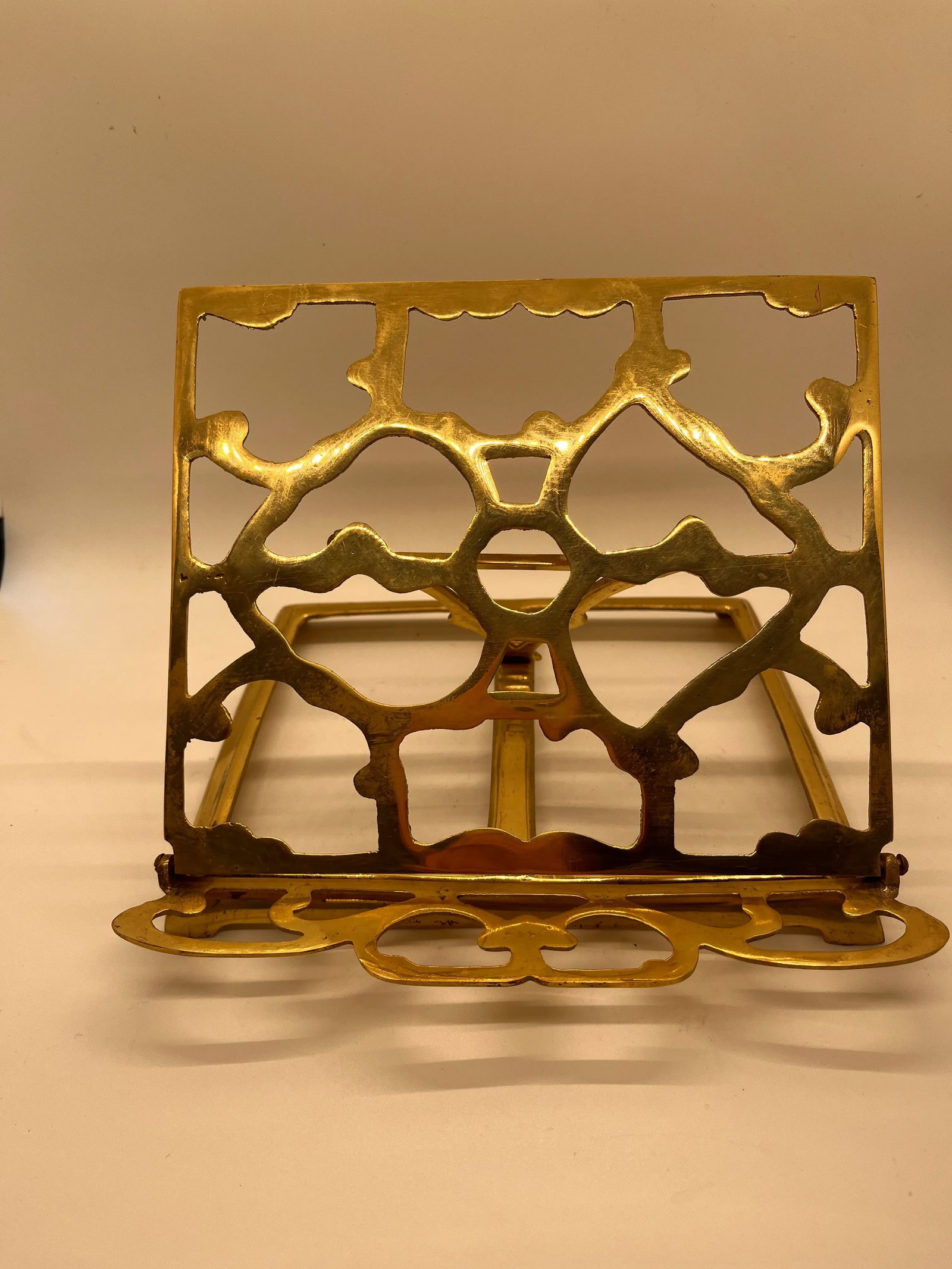 Mid Century Solid Brass Folding Bookstand Footed Adjustable - 2