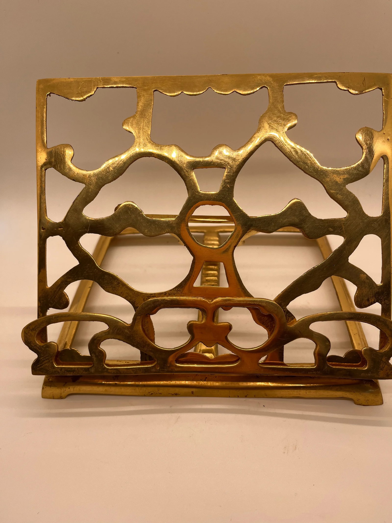 Mid Century Solid Brass Folding Bookstand Footed Adjustable - 4