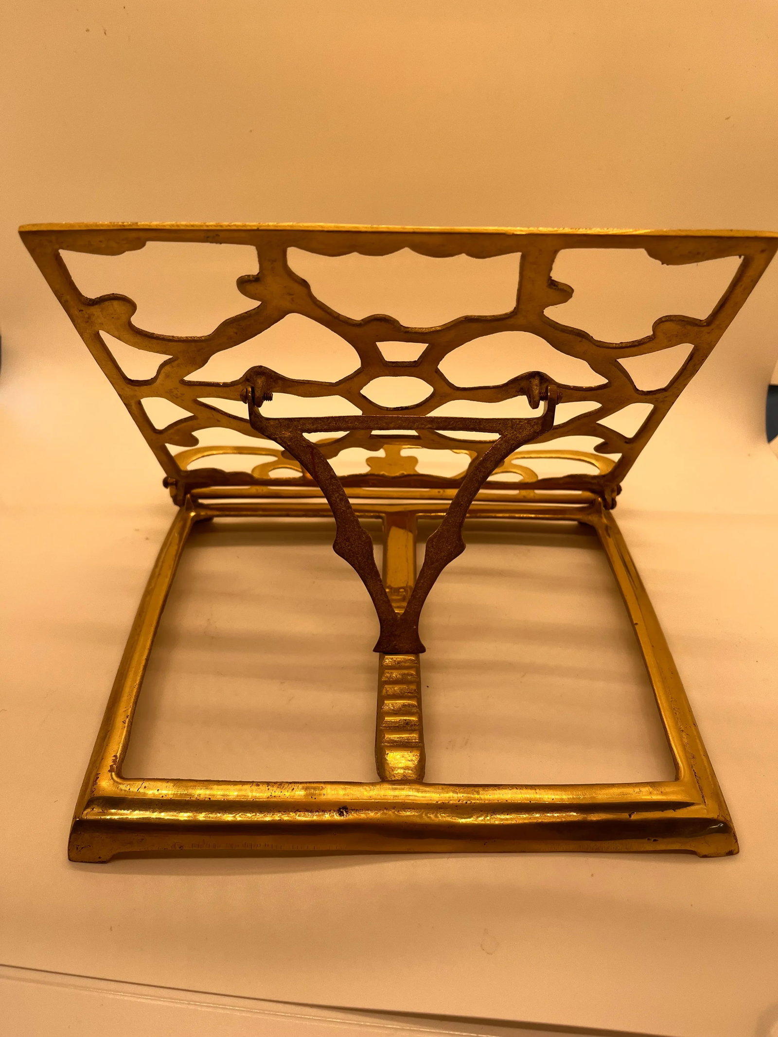 Mid Century Solid Brass Folding Bookstand Footed Adjustable - 5