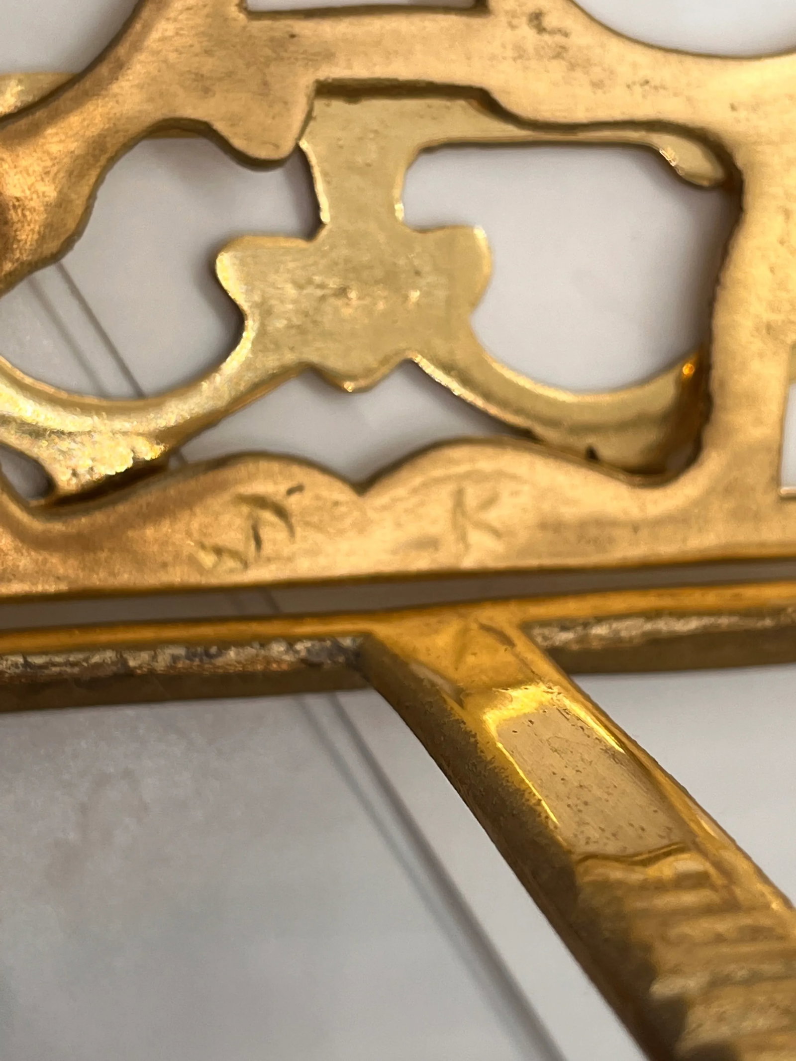 Mid Century Solid Brass Folding Bookstand Footed Adjustable - 8