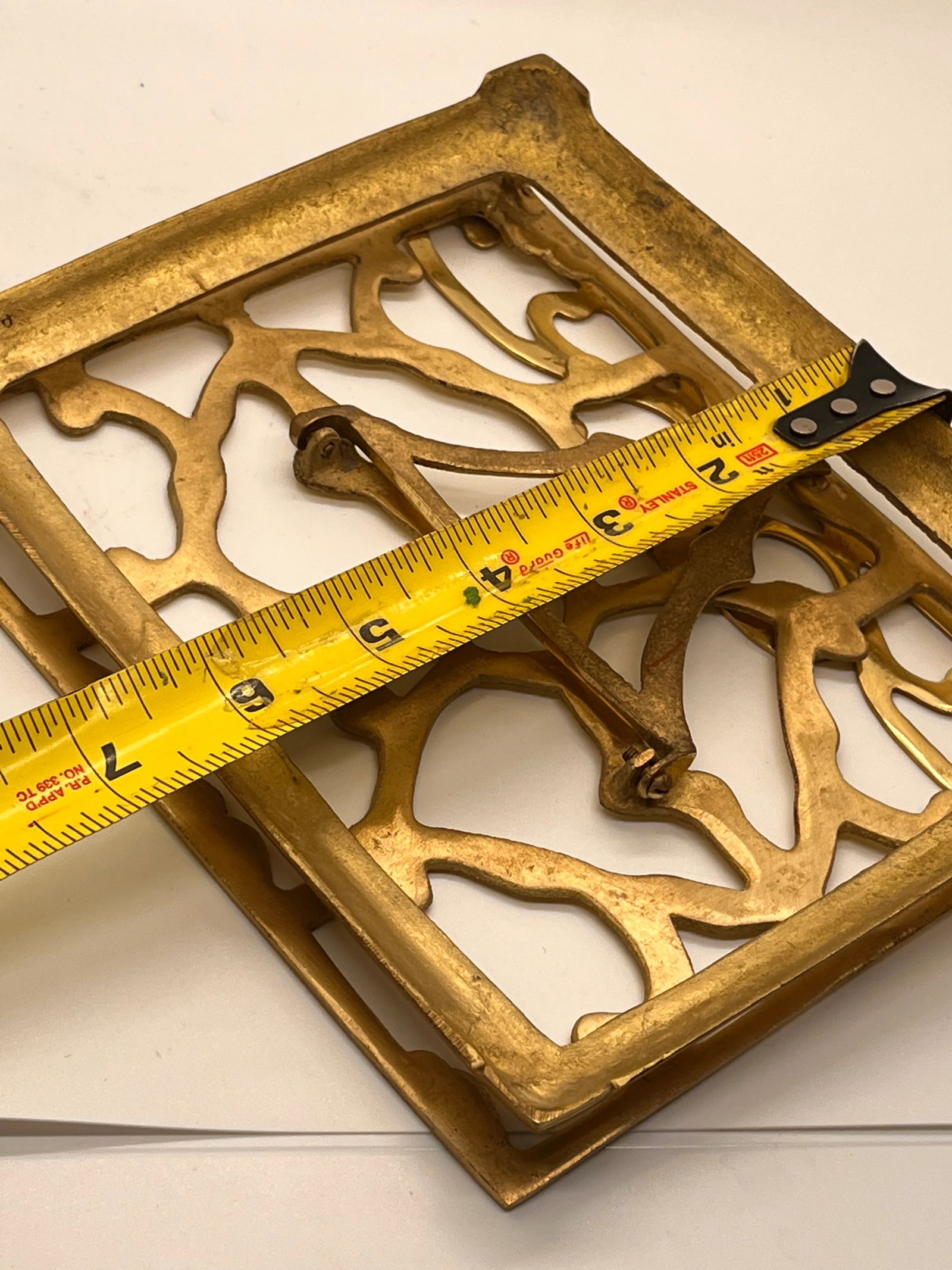 Mid Century Solid Brass Folding Bookstand Footed Adjustable - 9