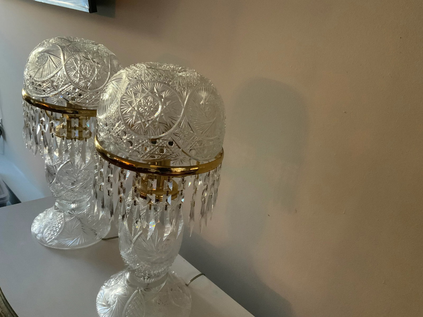 Pair of Vintage 1950s Crystal Lamps - 10
