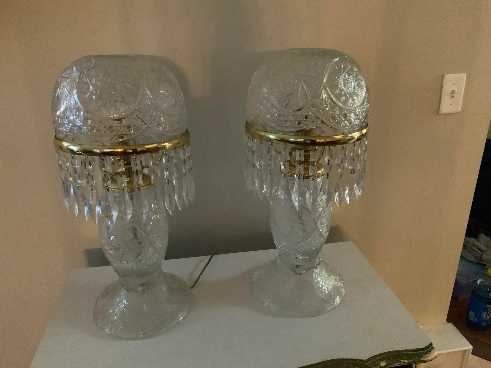 Pair of Vintage 1950s Crystal Lamps - 12