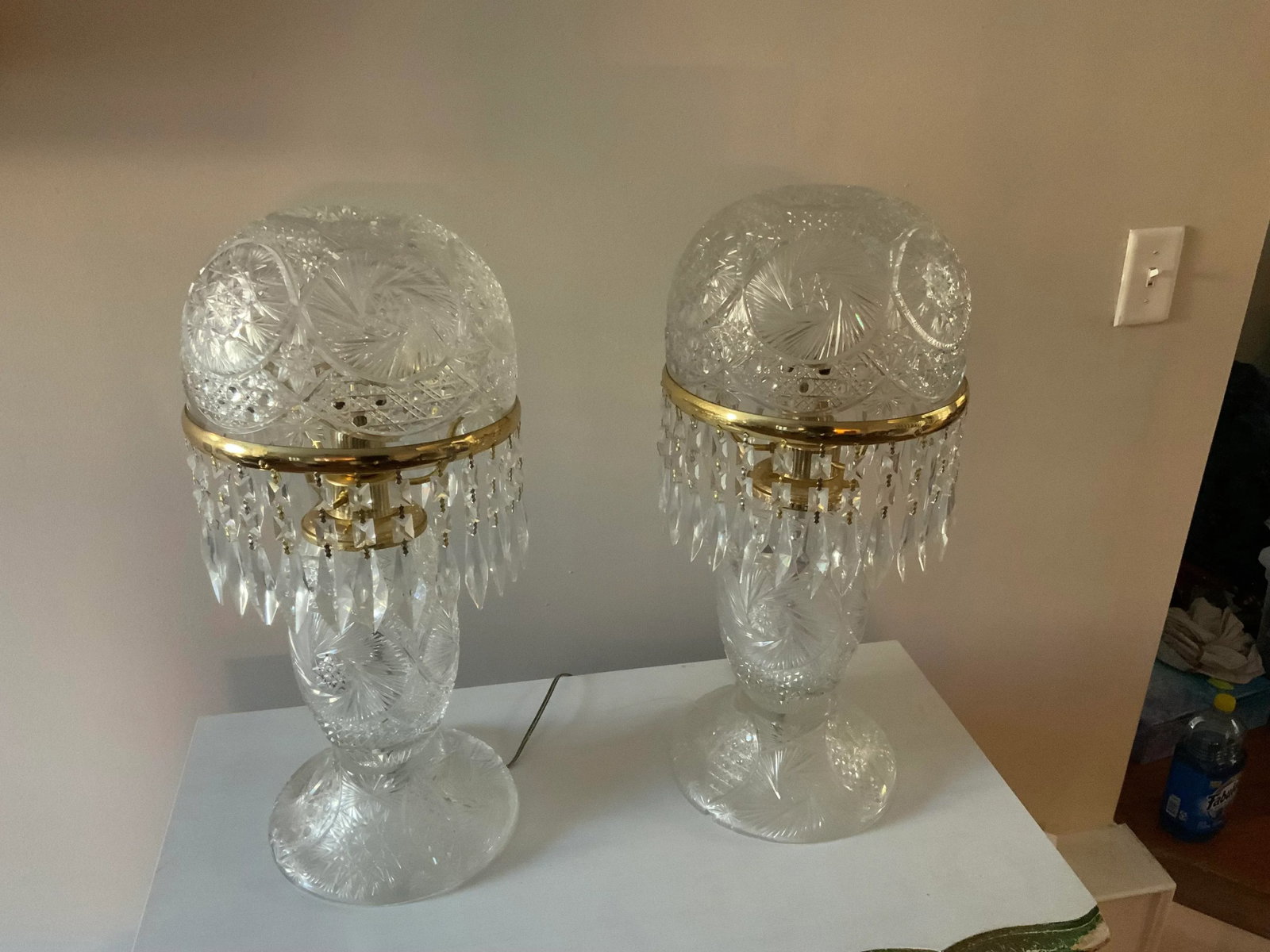 Pair of Vintage 1950s Crystal Lamps - 13