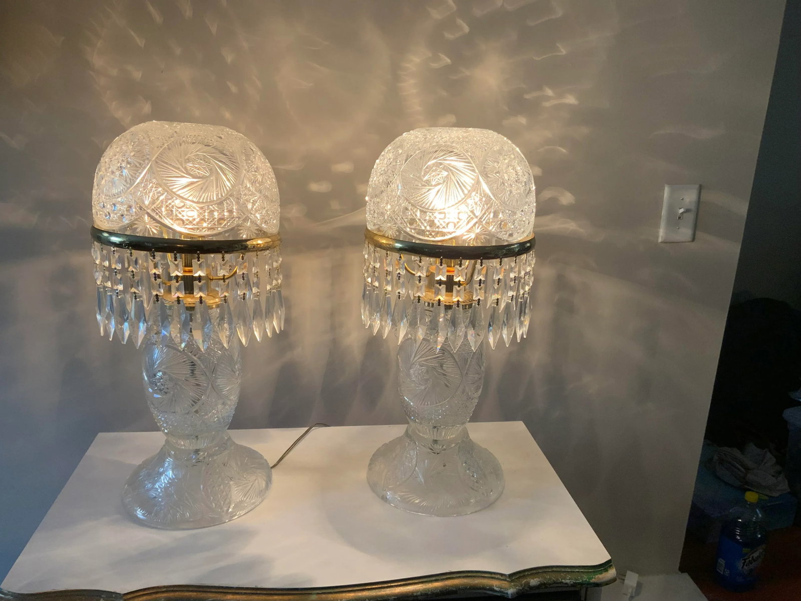 Pair of Vintage 1950s Crystal Lamps - 2