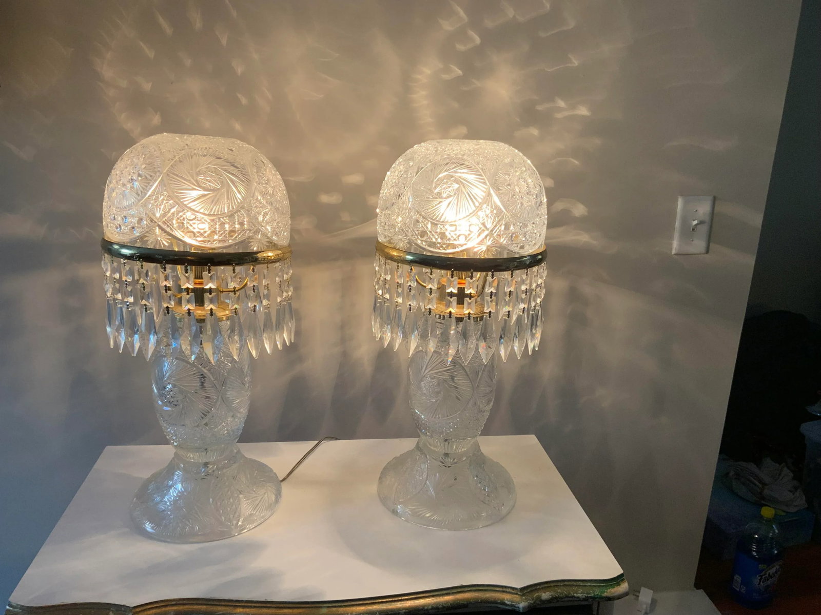Pair of Vintage 1950s Crystal Lamps - 4
