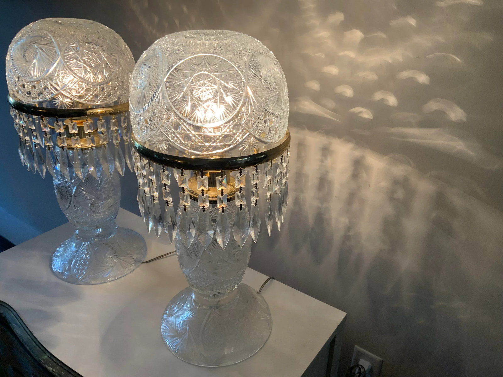 Pair of Vintage 1950s Crystal Lamps - 6