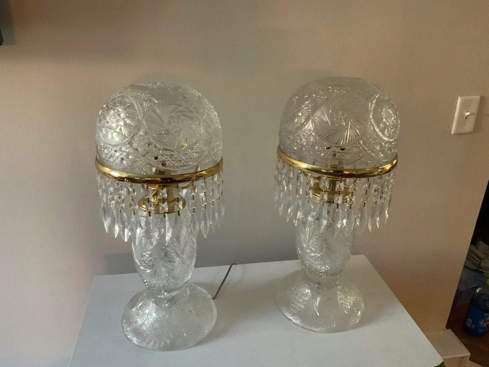 Pair of Vintage 1950s Crystal Lamps - 7