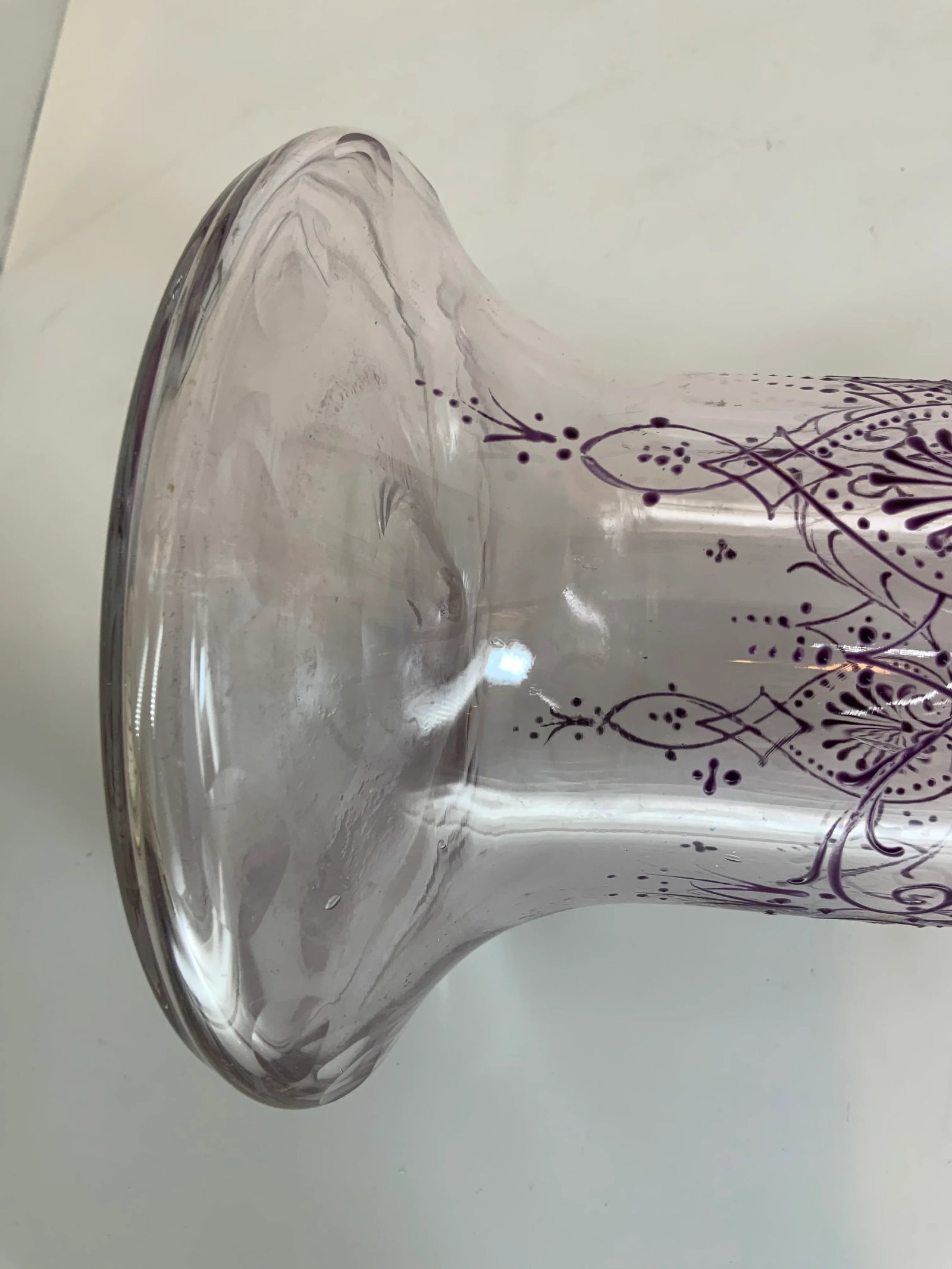 Antique Bohemian Cut and Enamel Vase - 10