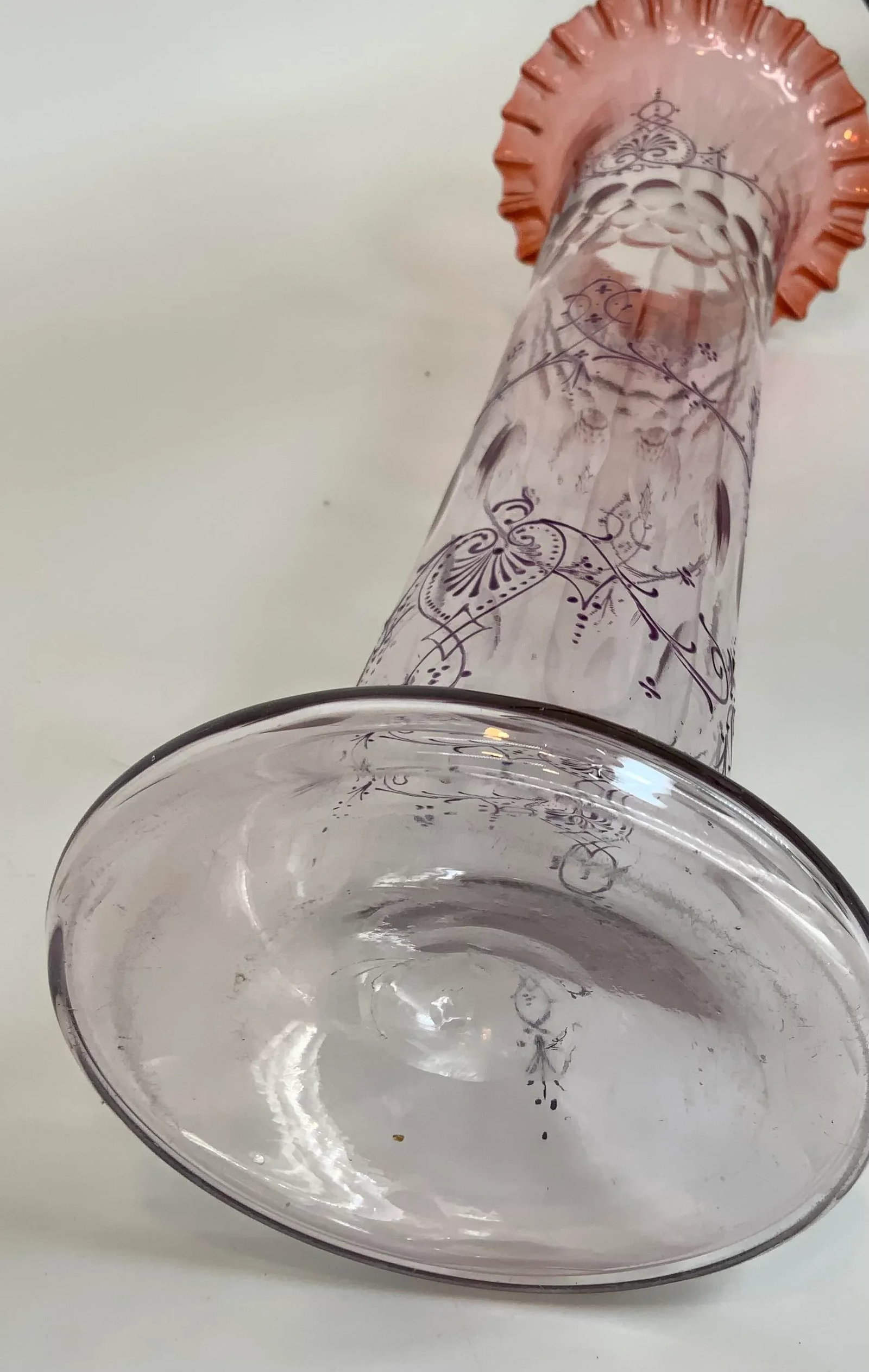 Antique Bohemian Cut and Enamel Vase - 11