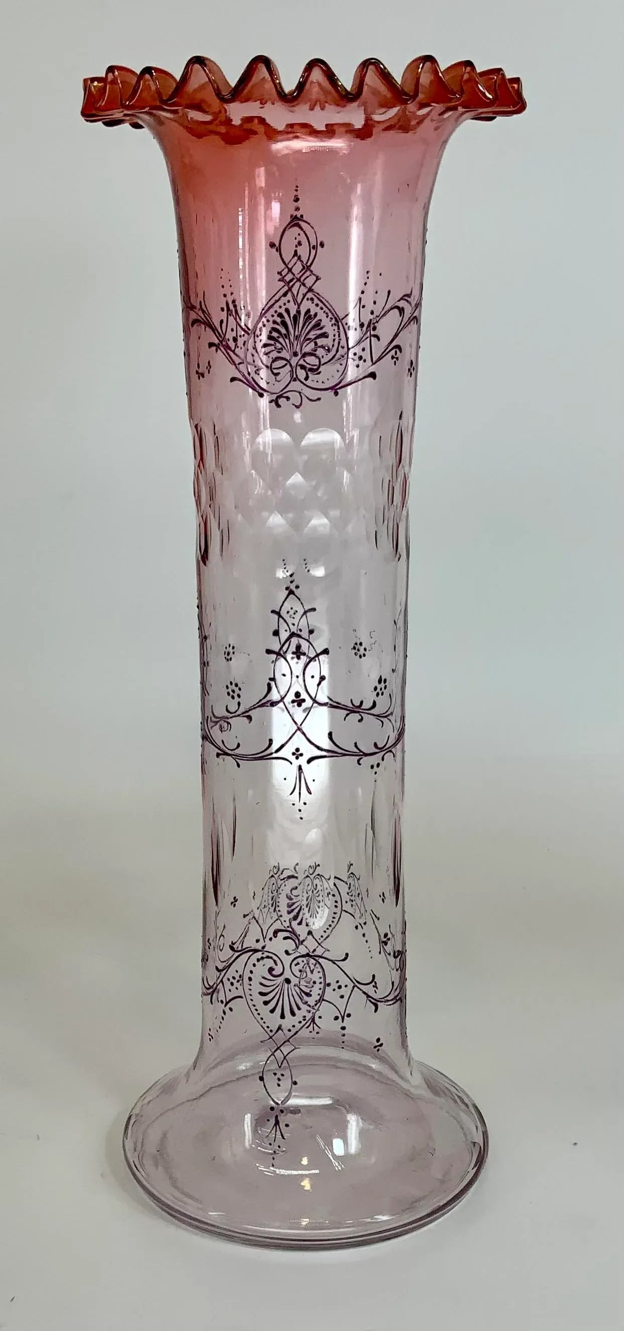 Antique Bohemian Cut and Enamel Vase - 13