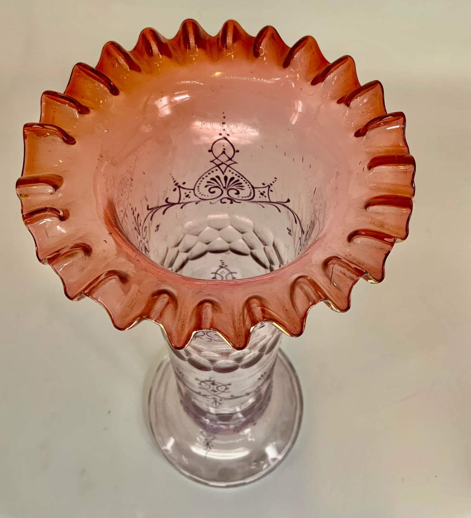 Antique Bohemian Cut and Enamel Vase - 5