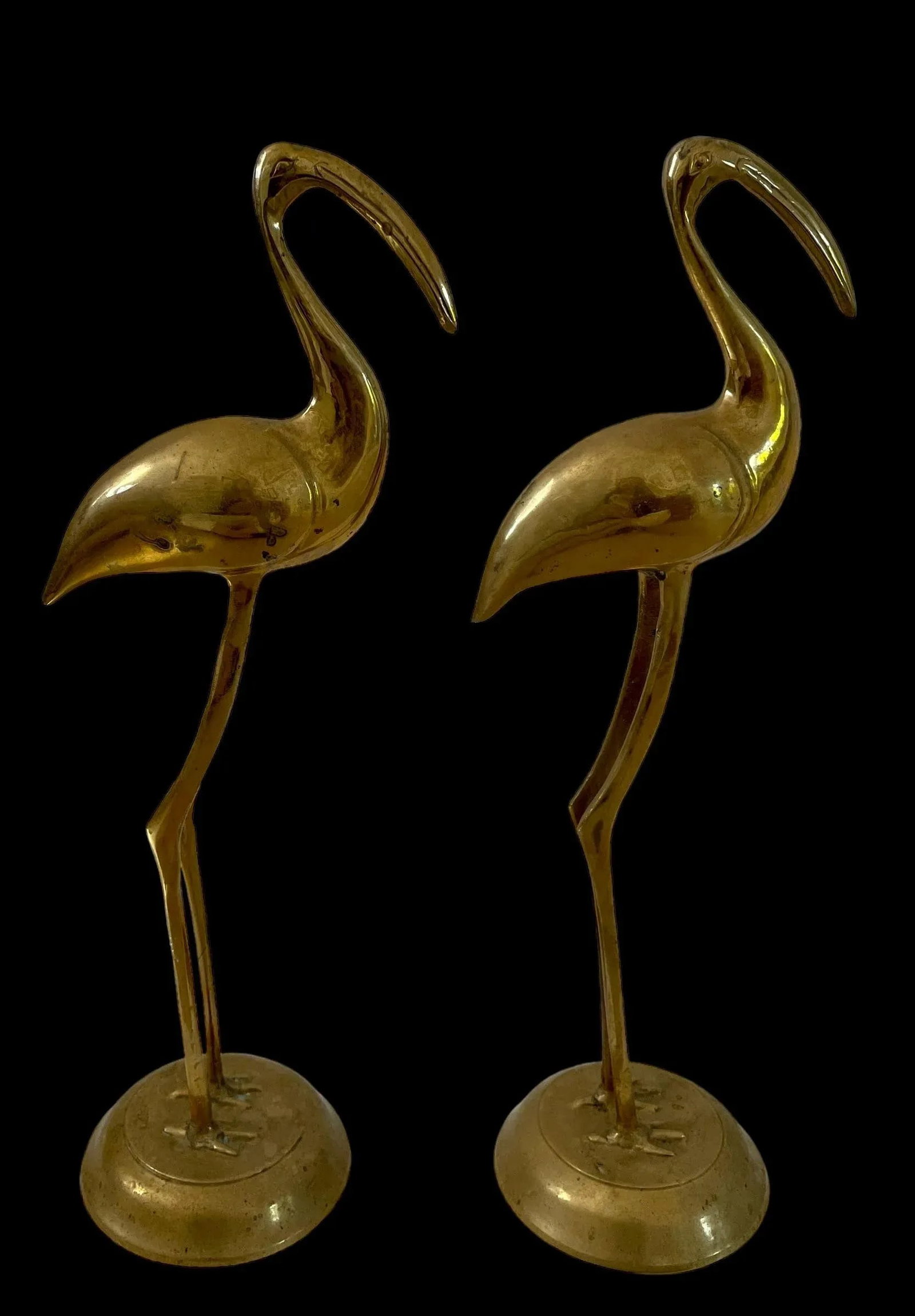 Tall Vintage Brass Cranes Sculptures Statues. Set of 2. - 2