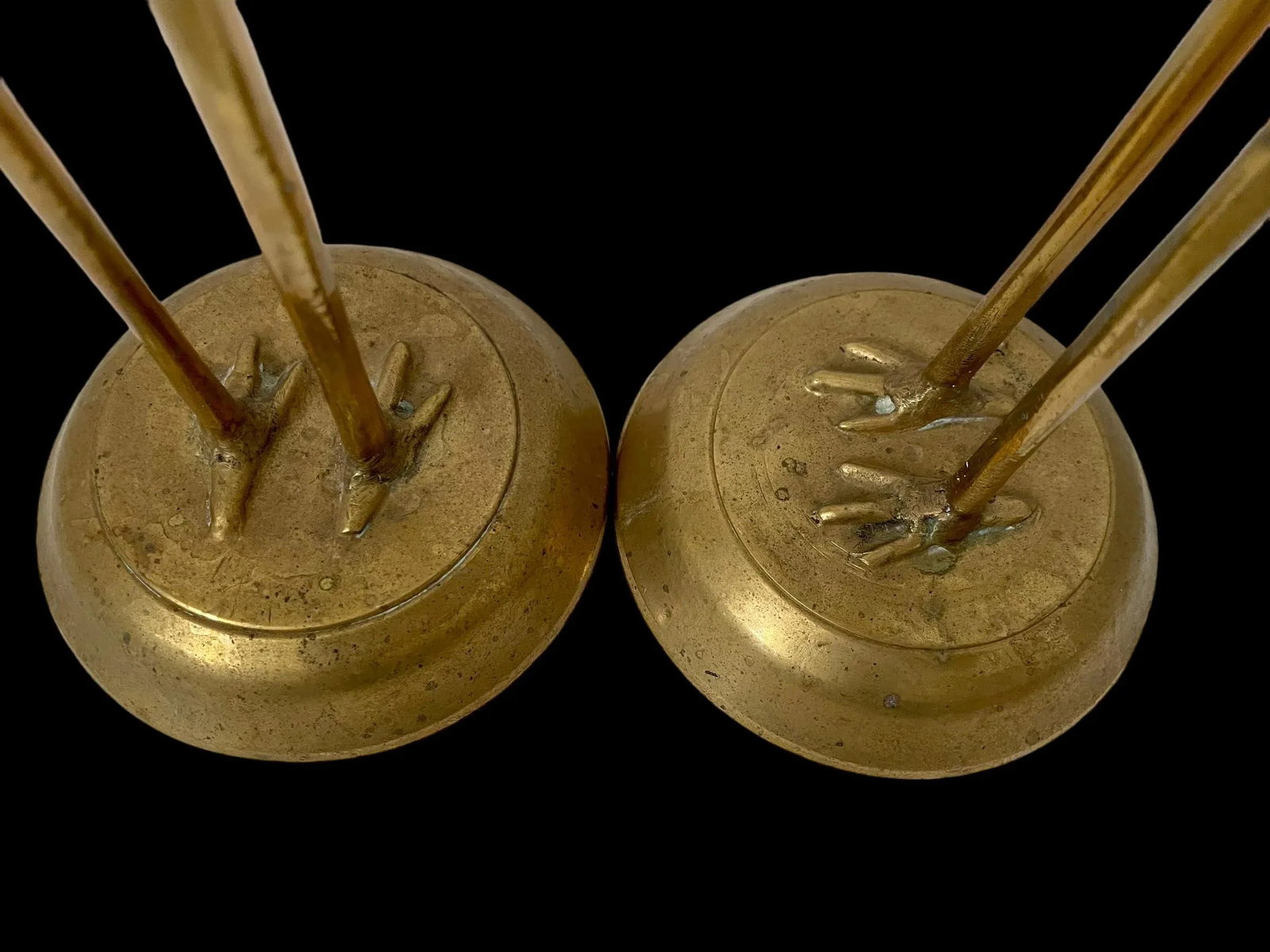Tall Vintage Brass Cranes Sculptures Statues. Set of 2. - 7