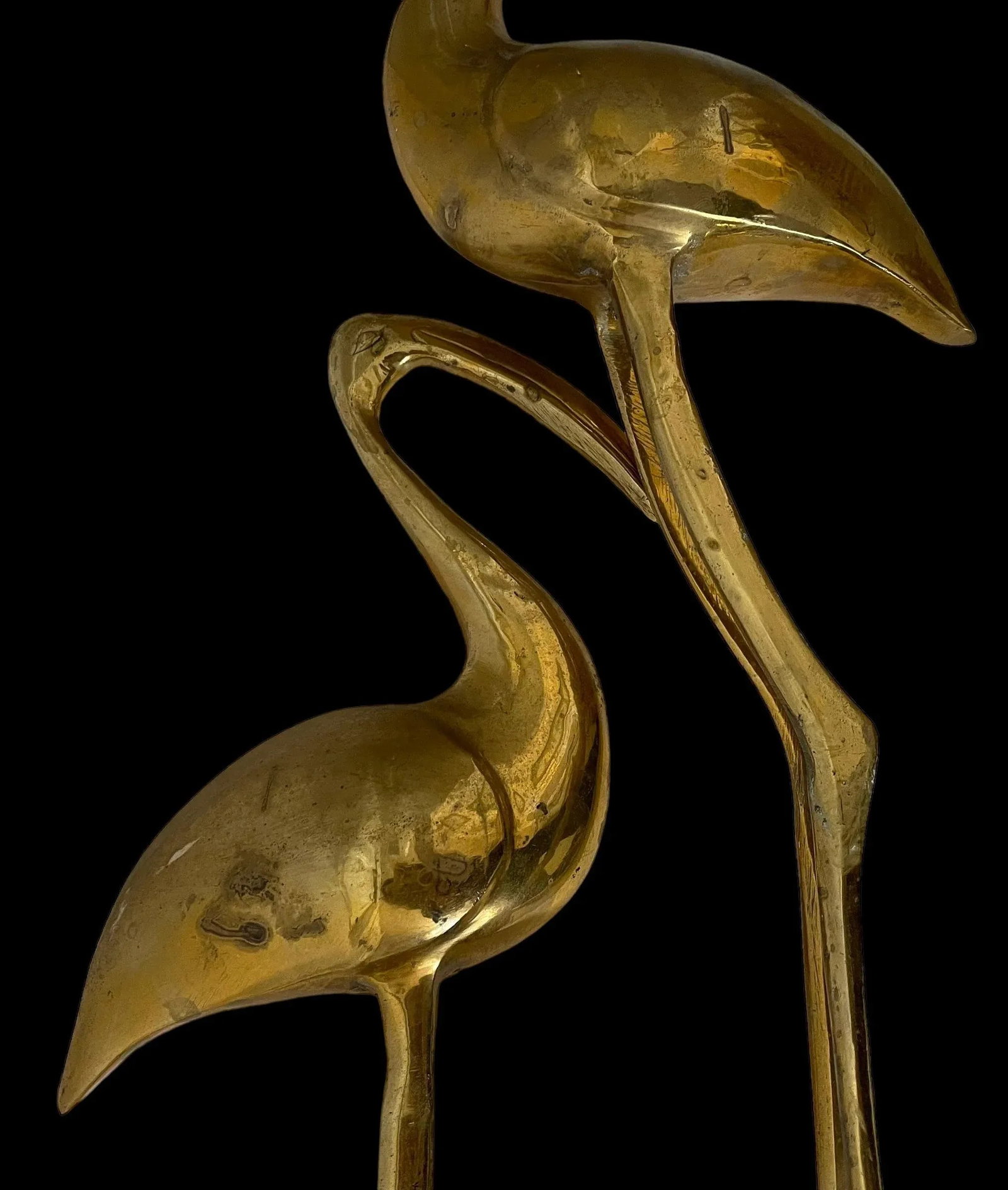 Tall Vintage Brass Cranes Sculptures Statues. Set of 2. - 8