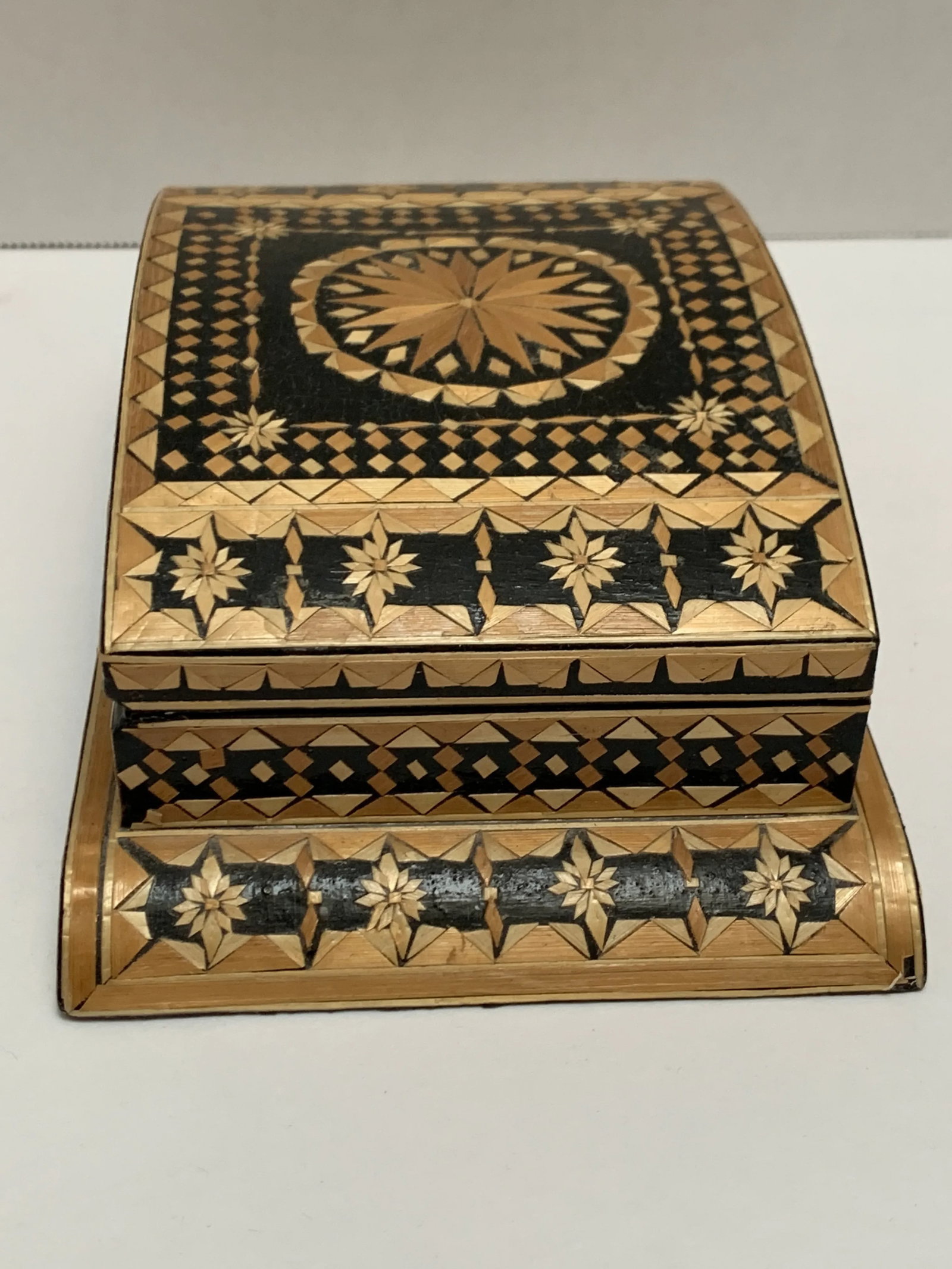 Vintage Folk Art Handcrafted Velvet Lined Box - 2
