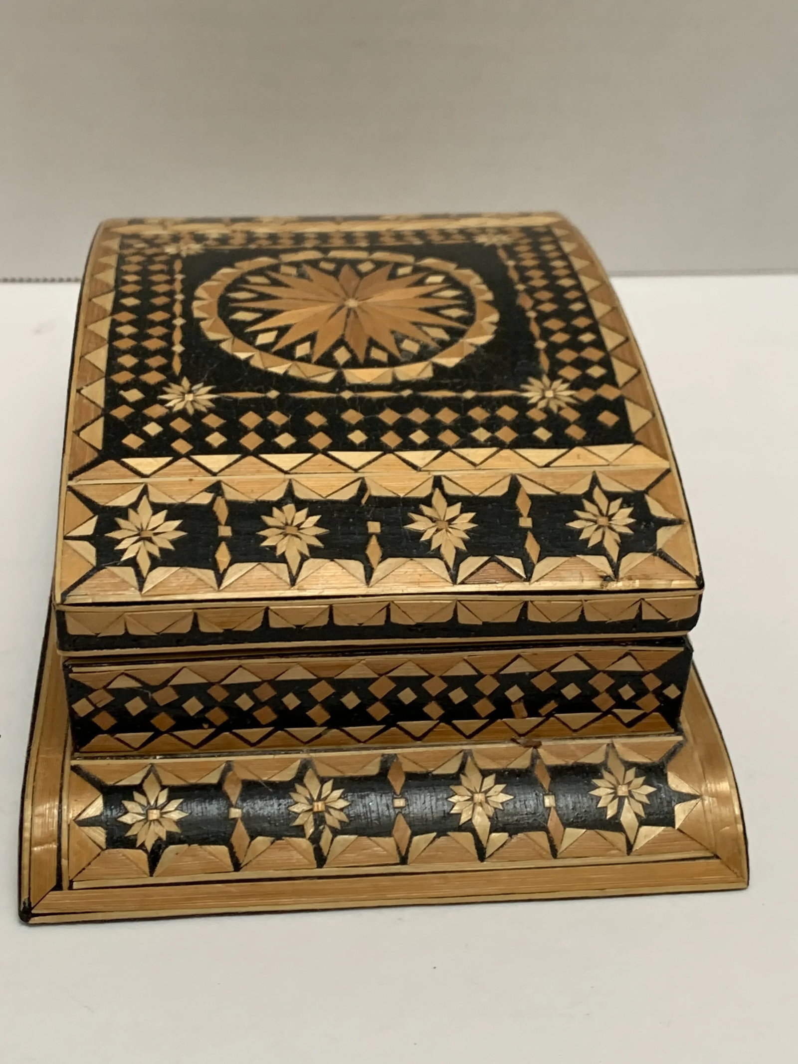Vintage Folk Art Handcrafted Velvet Lined Box - 3