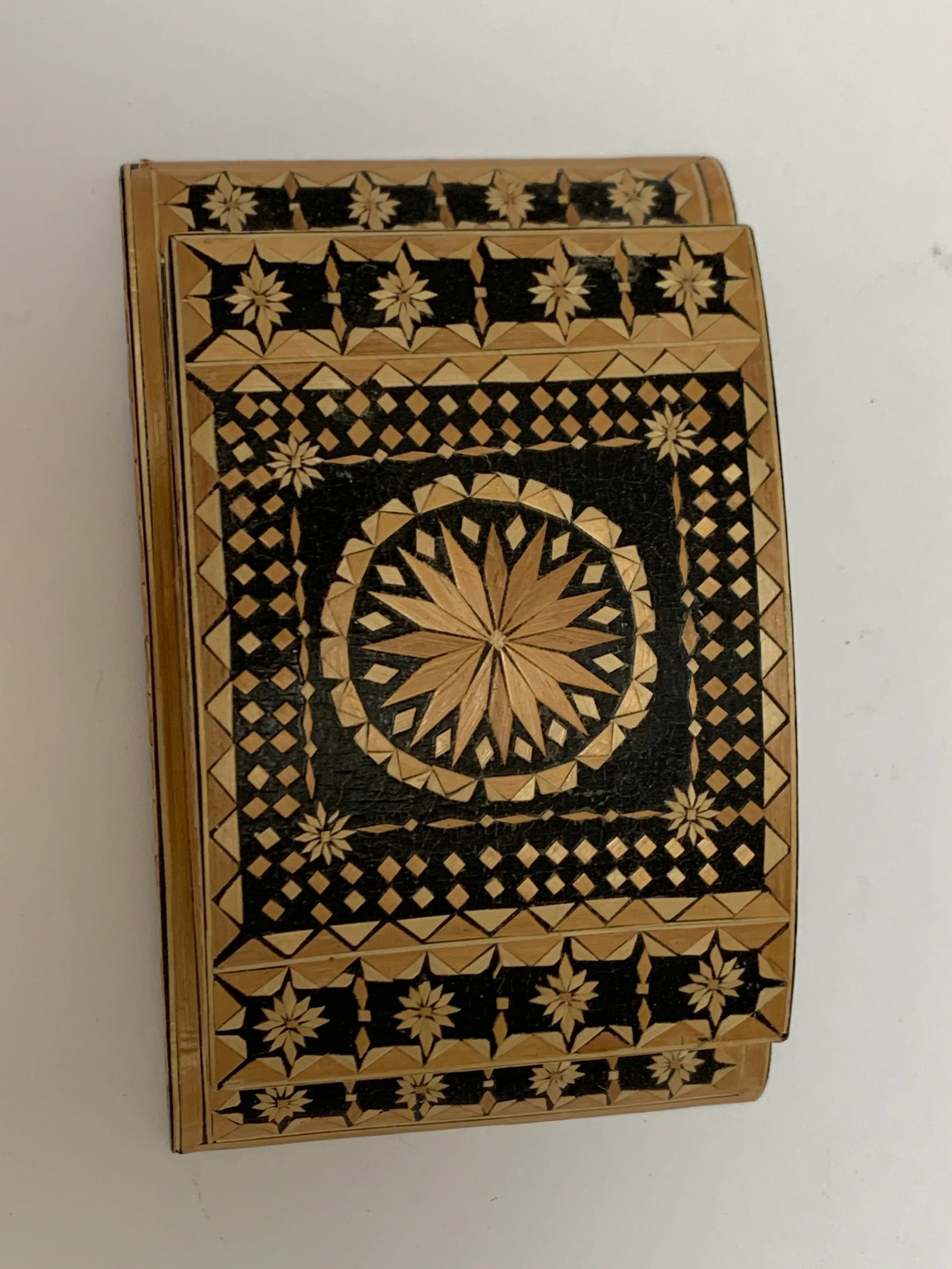 Vintage Folk Art Handcrafted Velvet Lined Box - 7