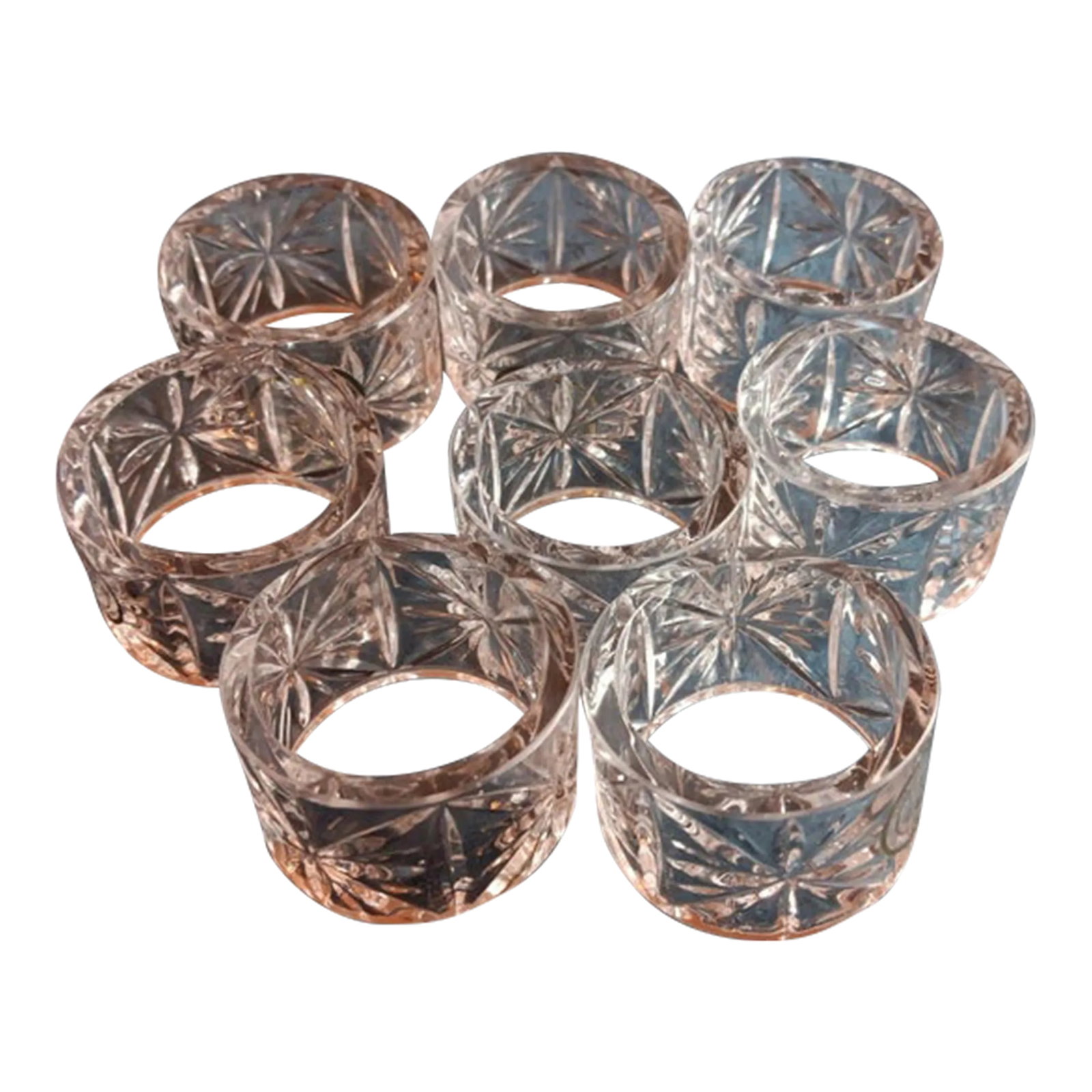 Set of 8 Vintage Crystal Clear Cut Essex Napkin Rings: GORGEOUS NEW Set of 8 Crystal Clear Cut Essex 2" Napkin Rings. Add a touch of elegance to your dining table with this stunning set of 8 Crystal Clear Cut Essex 2" Napkin Rings. Crafted from high-quali