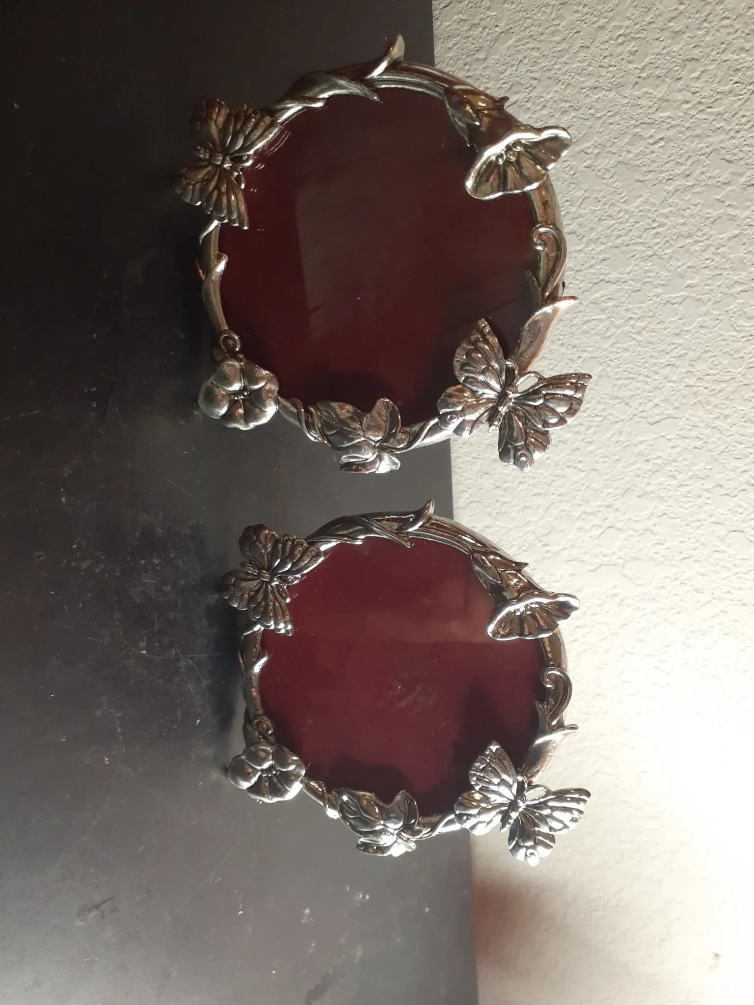 Vintage Pair of Silvercraft Craft Round Photo Holders - 2