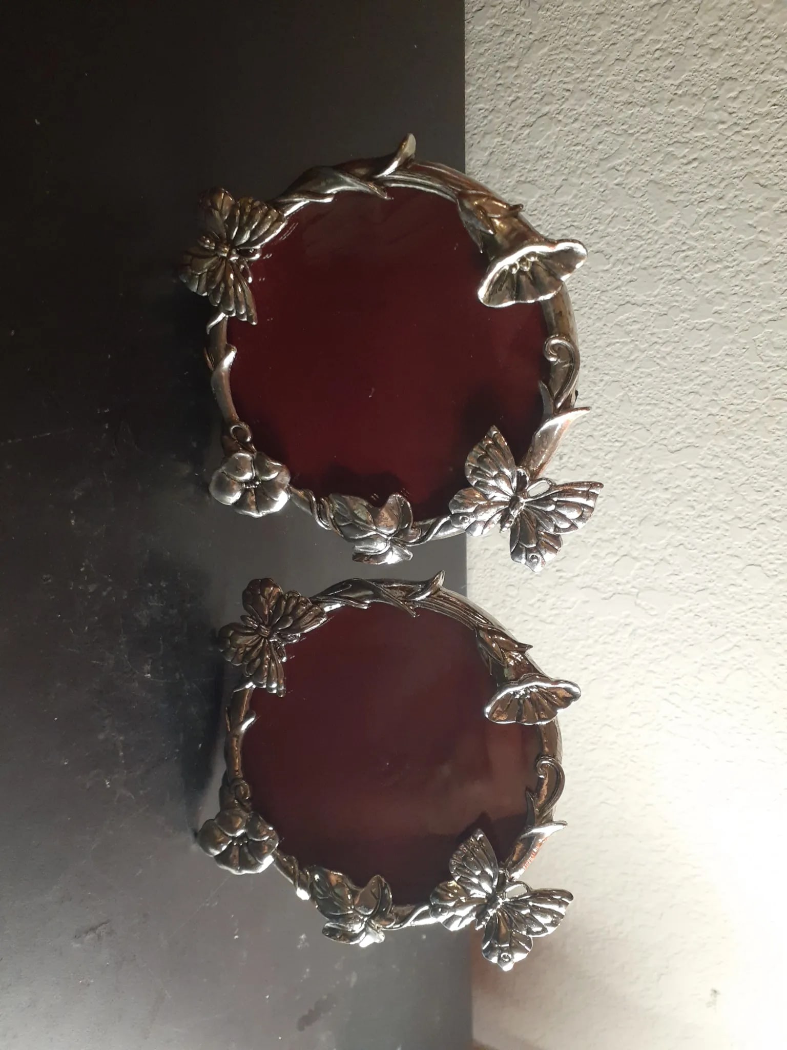 Vintage Pair of Silvercraft Craft Round Photo Holders - 5