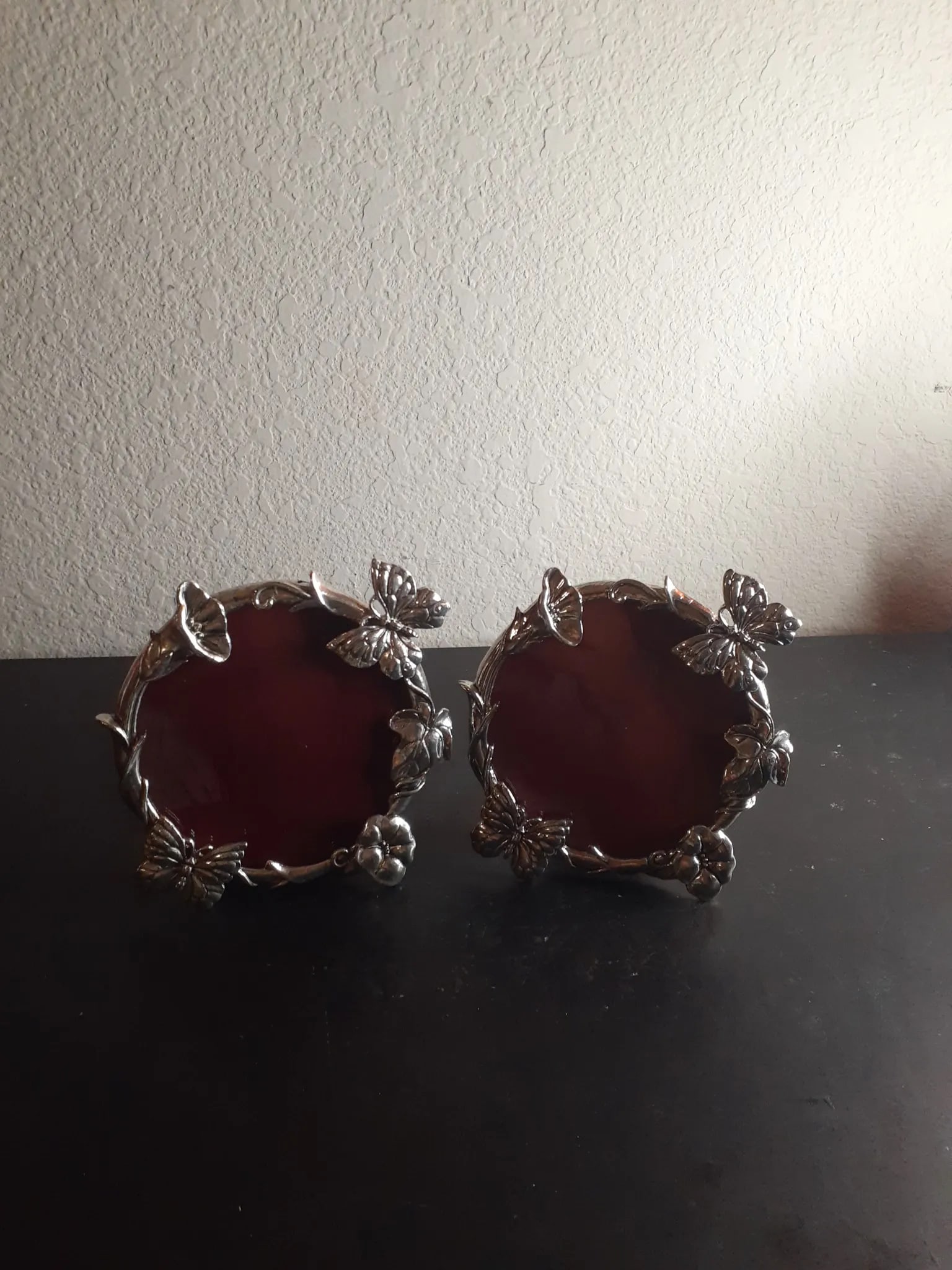 Vintage Pair of Silvercraft Craft Round Photo Holders - 7