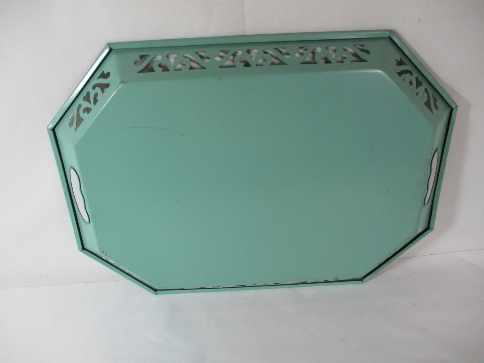 1950s Vintage Hand-Painted Floral Tole Tray - 7