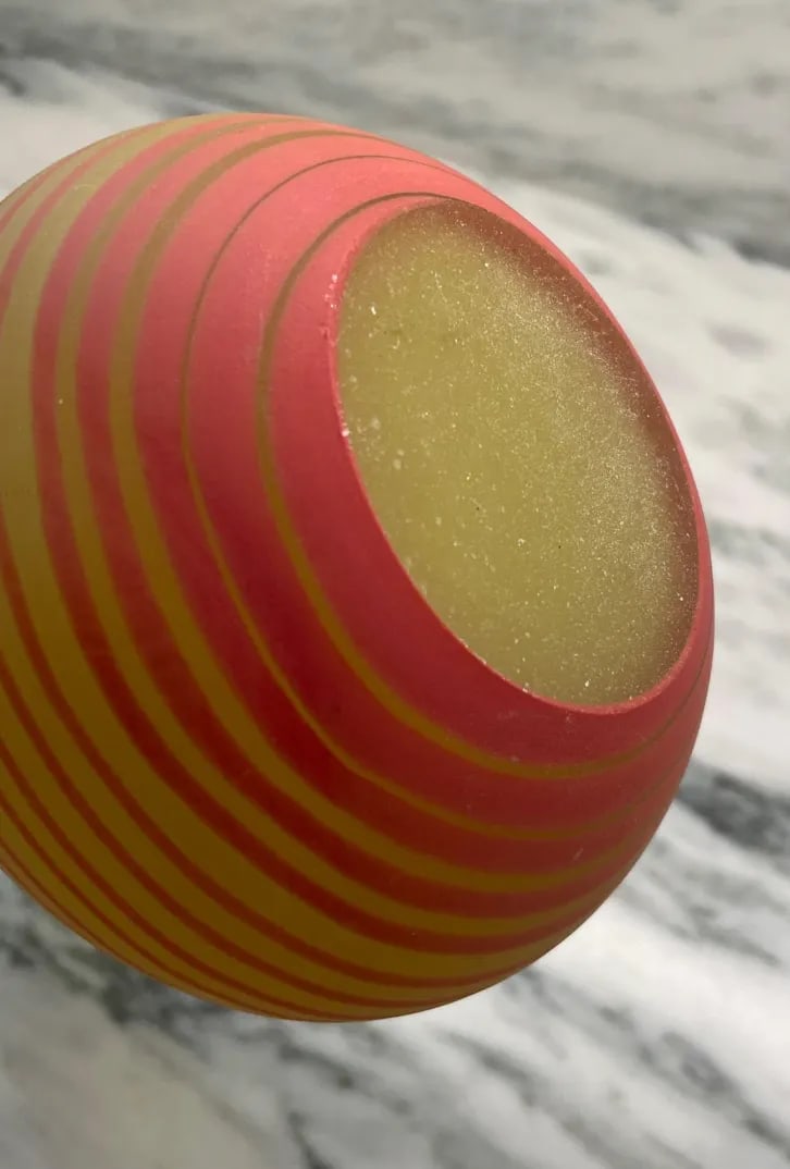 1990s Chartreuse Hand-Blown Glass Vase with Striped Base - 3