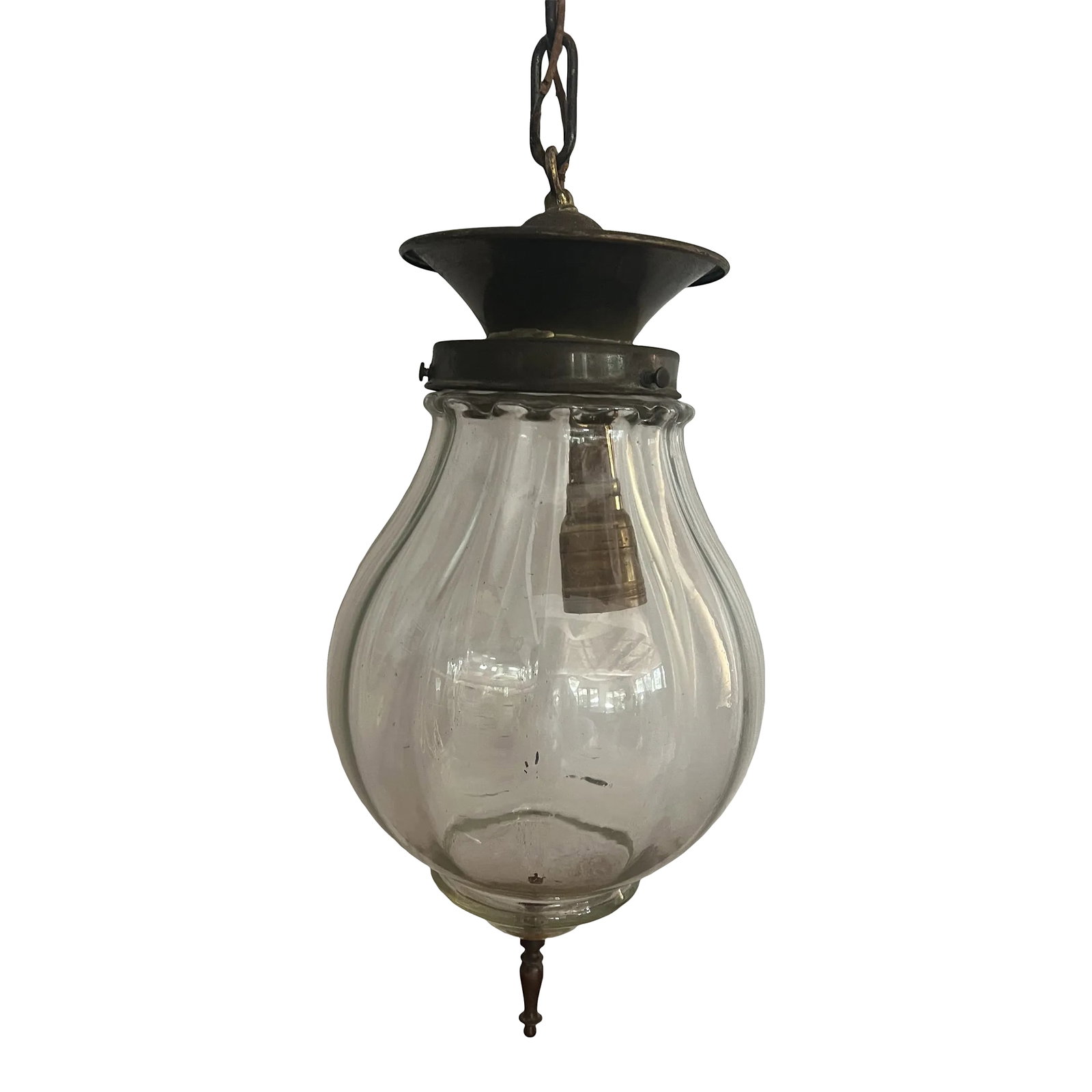 Vintage Glass and Metal Pendant 1960's: Vintage chandelier from 1960's dimensions height 47", diameter 10" Condition: Alterations: Original Condition Unaltered Imperfections: Some Imperfections Condition Notes: The wiring of this item is or