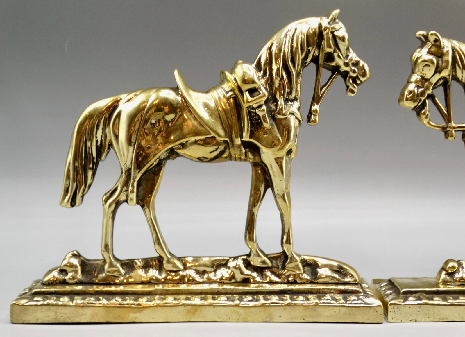 Circa 1890 English Gilt Brass Horses Mantel Decorations - 2