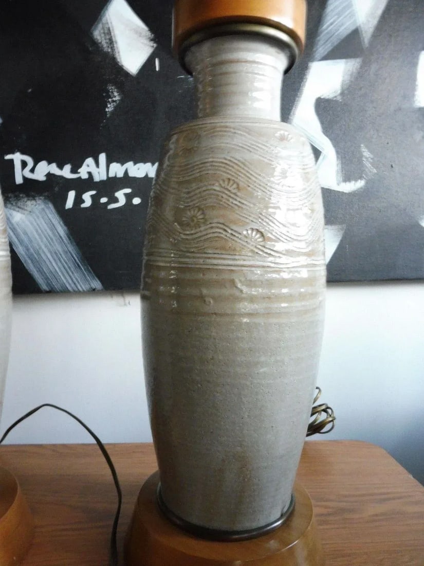 1950s Mid Century Modern Studio Thrown Pottery Lamps - a Pair - 9