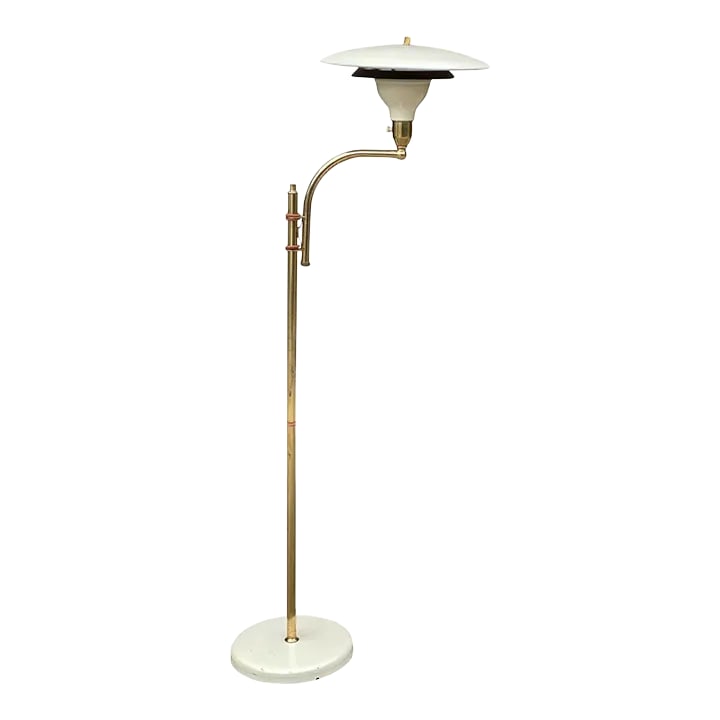 Mid-Century Modern Atomic Ufo Sight Light Floor Lamp by m.g. Wheeler: Mid-Century Modern Atomic Flying Saucer "UFO" Sight Light Floor Lamp by M.G. Wheeler, c. Mid 20th Century - Pairs Nicely with Many Mid-Century Inspired Interiors - Iconic "Sight Light" Designed and