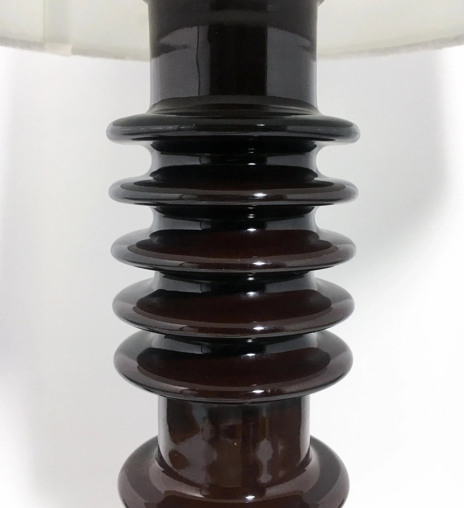 Ceramic Insulator Spool Lamp With Solid Walnut Base - 5