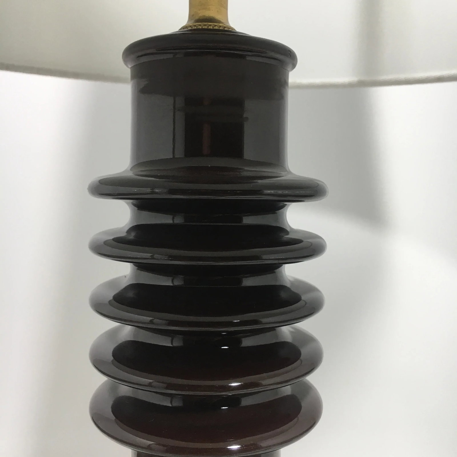 Ceramic Insulator Spool Lamp With Solid Walnut Base - 9