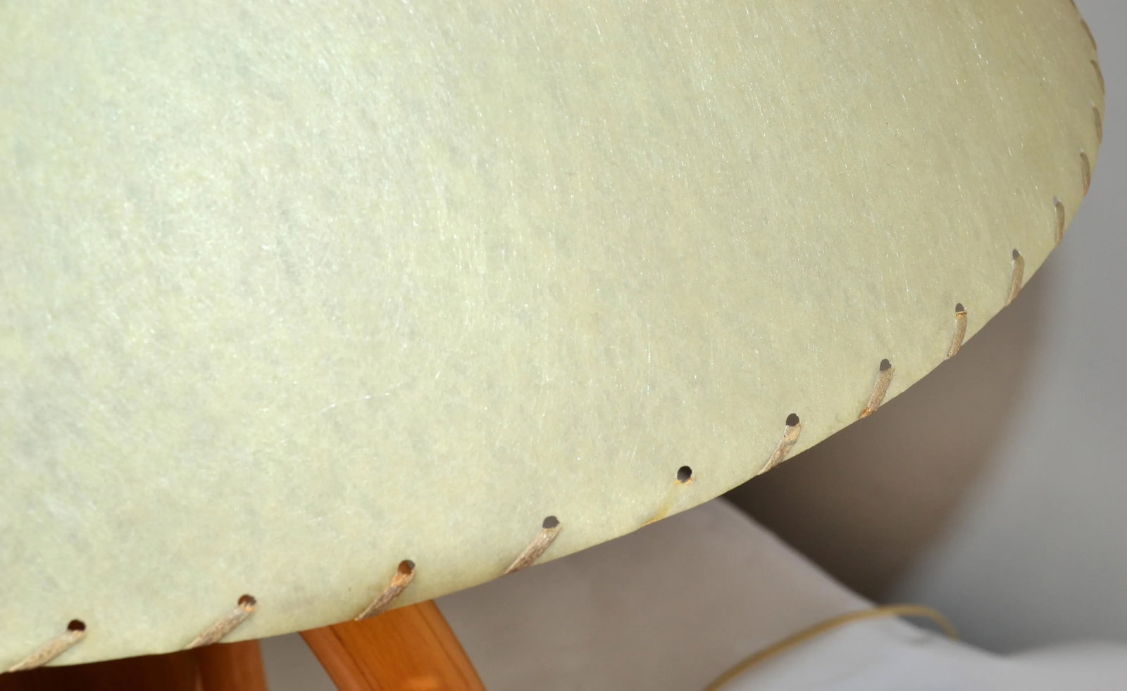 1950s Bohemian Bent Bamboo Table Lamp Original Goatskin Shade - 10